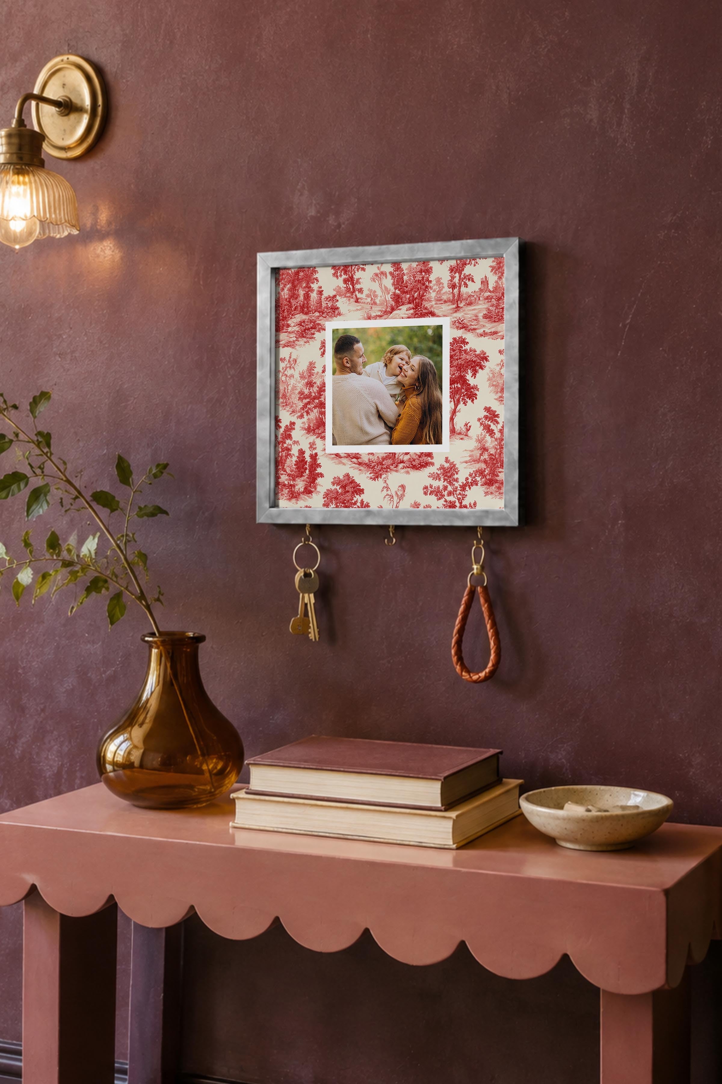 Kişiye Özel Tablo Anahtarlık, Photobooth Stili Gümüş Fotoğraf Çerçevesi, Vintage Duvar Dekoru