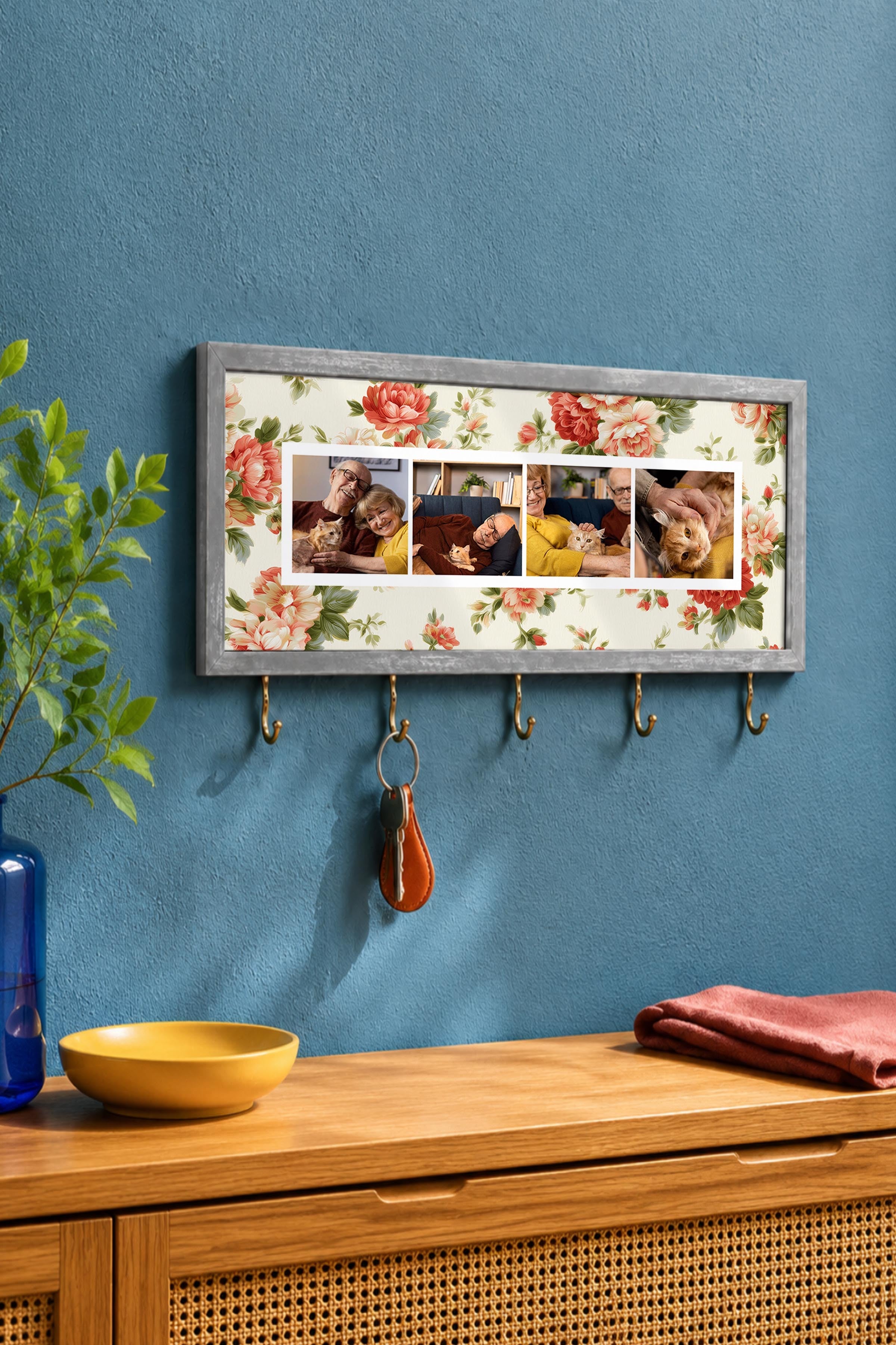 Kişiye Özel Tablo Anahtarlık, Photobooth Stili Gümüş Fotoğraf Çerçevesi, Vintage Duvar Dekoru
