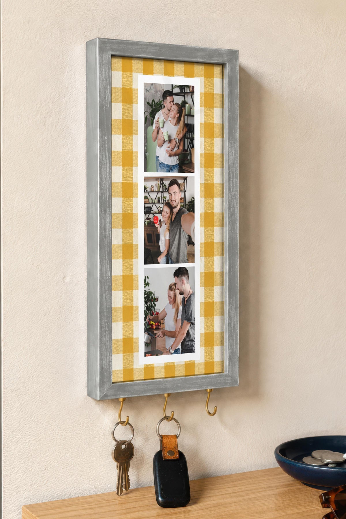 Kişiye Özel Tablo Anahtarlık, Photobooth Stili Gümüş Fotoğraf Çerçevesi, Vintage Duvar Dekoru