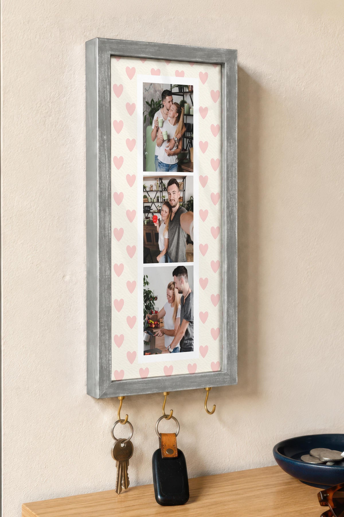 Kişiye Özel Tablo Anahtarlık, Photobooth Stili Gümüş Fotoğraf Çerçevesi, Vintage Duvar Dekoru