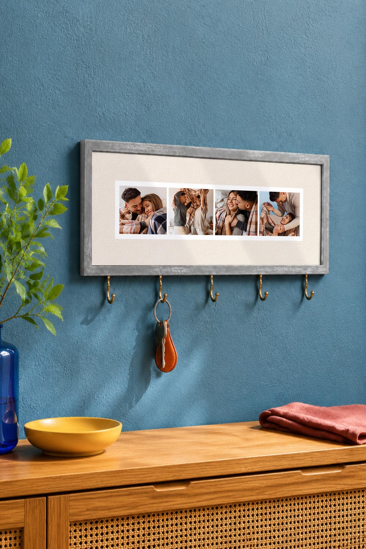 Kişiye Özel Tablo Anahtarlık, Photobooth Stili Gümüş Fotoğraf Çerçevesi, Vintage Duvar Dekoru