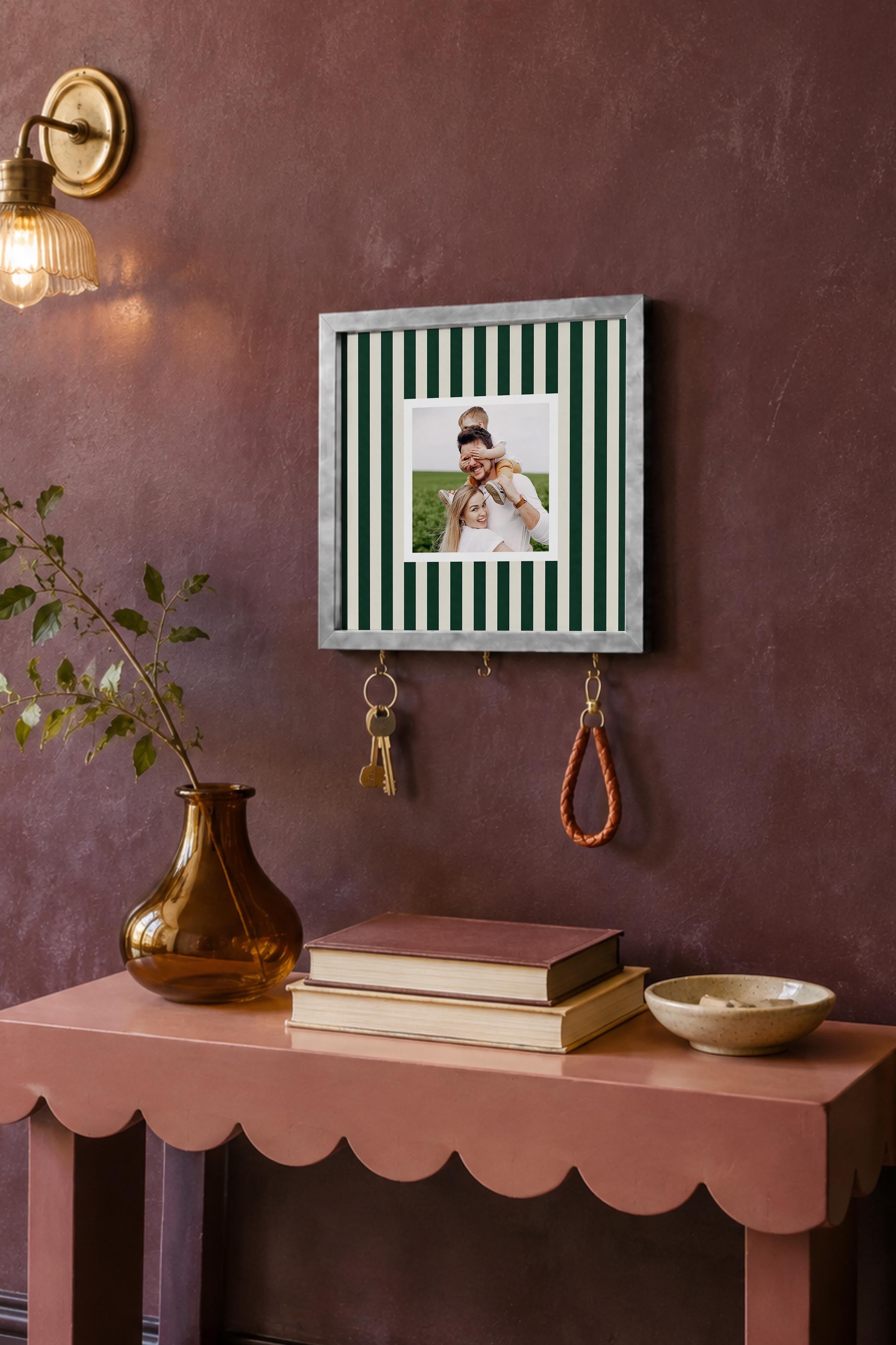 Kişiye Özel Tablo Anahtarlık, Photobooth Stili Gümüş Fotoğraf Çerçevesi, Vintage Duvar Dekoru