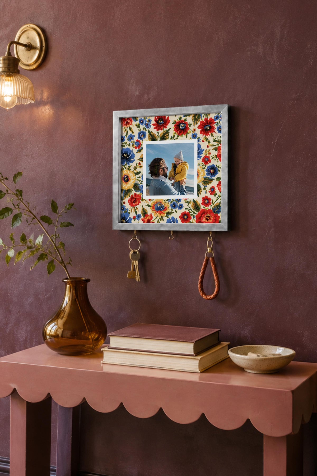 Kişiye Özel Tablo Anahtarlık, Photobooth Stili Gümüş Fotoğraf Çerçevesi, Vintage Duvar Dekoru