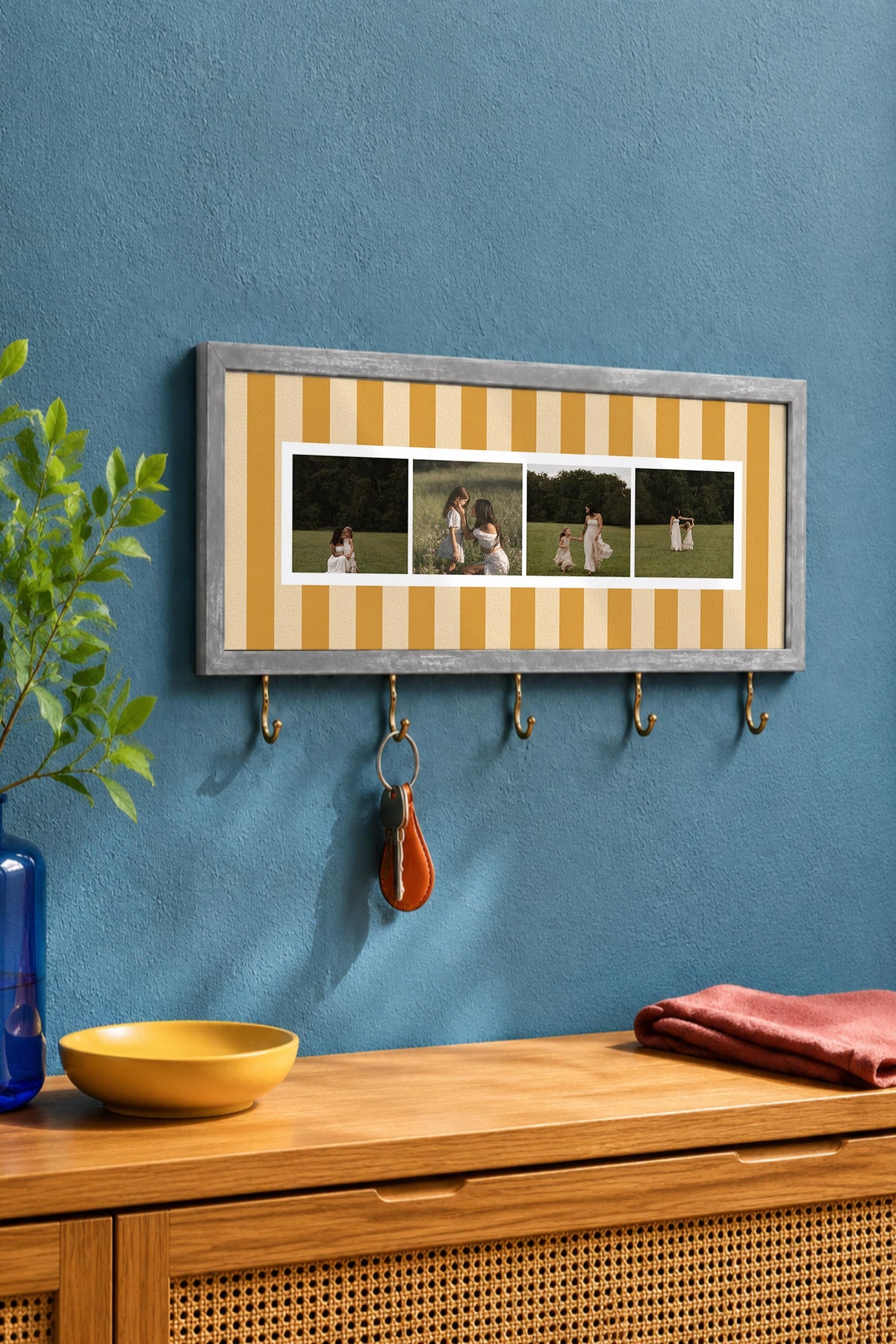 Kişiye Özel Tablo Anahtarlık, Photobooth Stili Gümüş Fotoğraf Çerçevesi, Vintage Duvar Dekoru