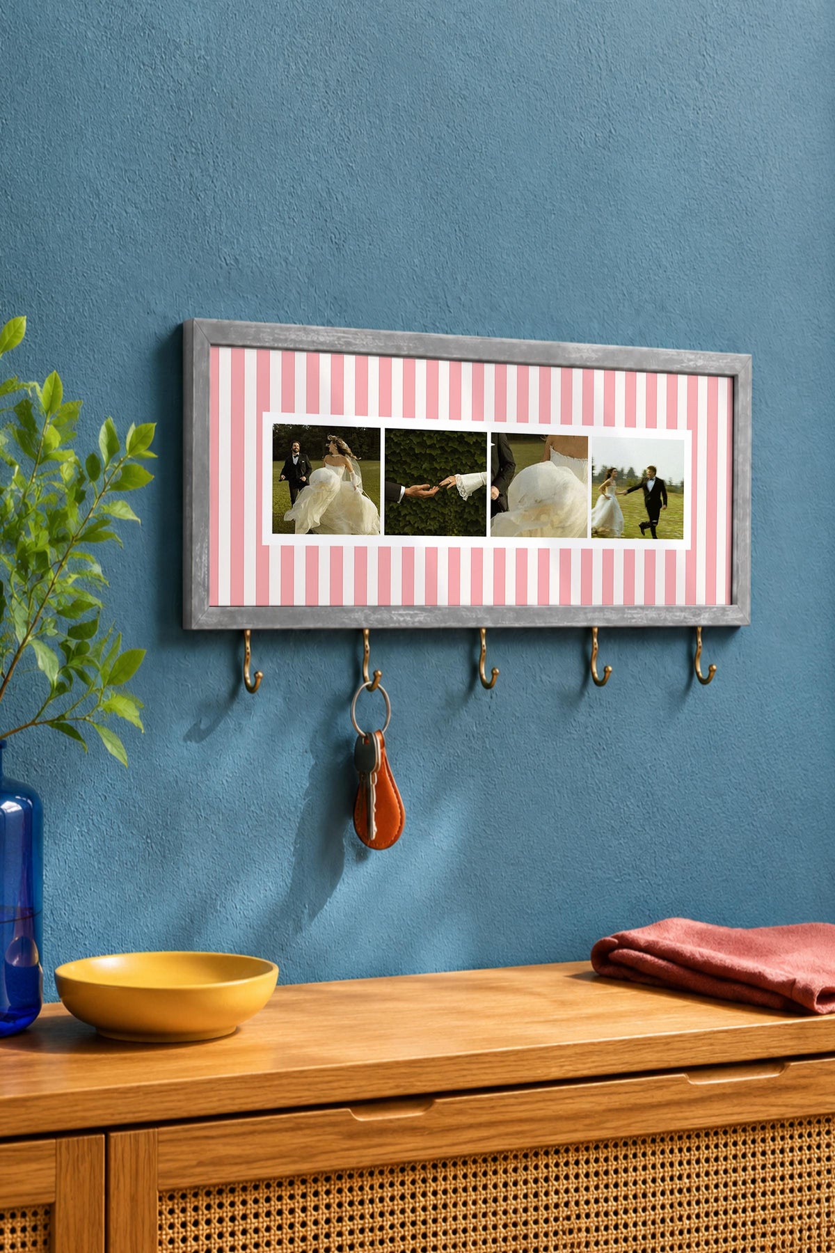 Kişiye Özel Tablo Anahtarlık, Photobooth Stili Gümüş Fotoğraf Çerçevesi, Vintage Duvar Dekoru