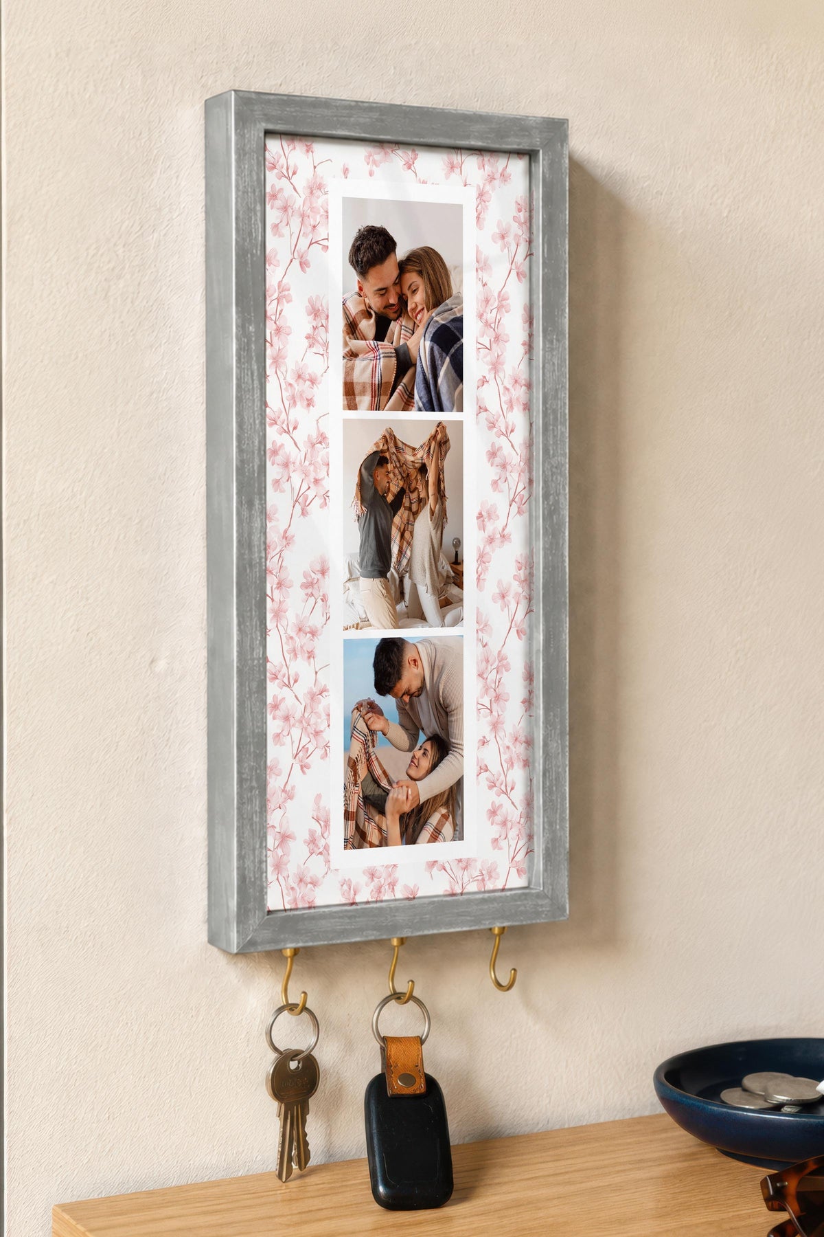 Kişiye Özel Tablo Anahtarlık, Photobooth Stili Gümüş Fotoğraf Çerçevesi, Vintage Duvar Dekoru