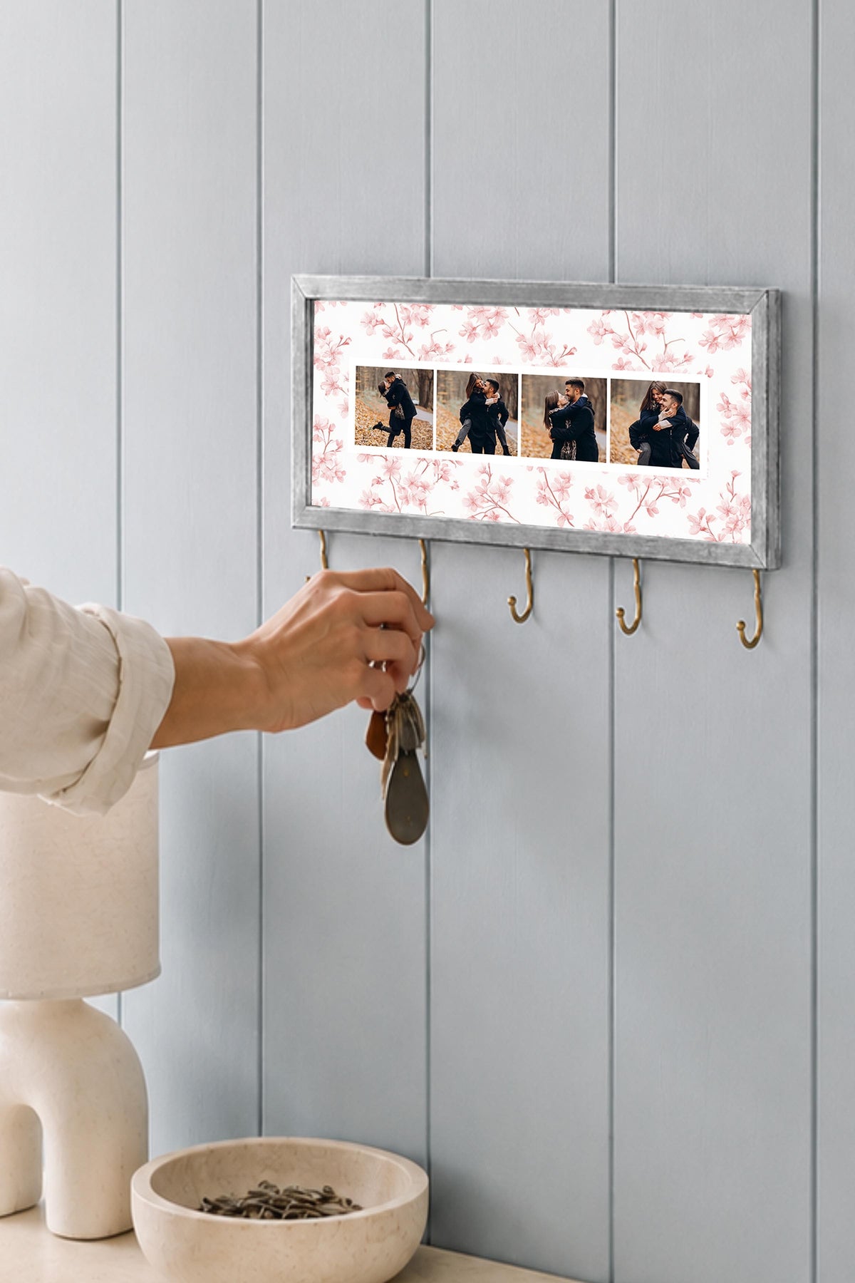 Kişiye Özel Tablo Anahtarlık, Photobooth Stili Gümüş Fotoğraf Çerçevesi, Vintage Duvar Dekoru