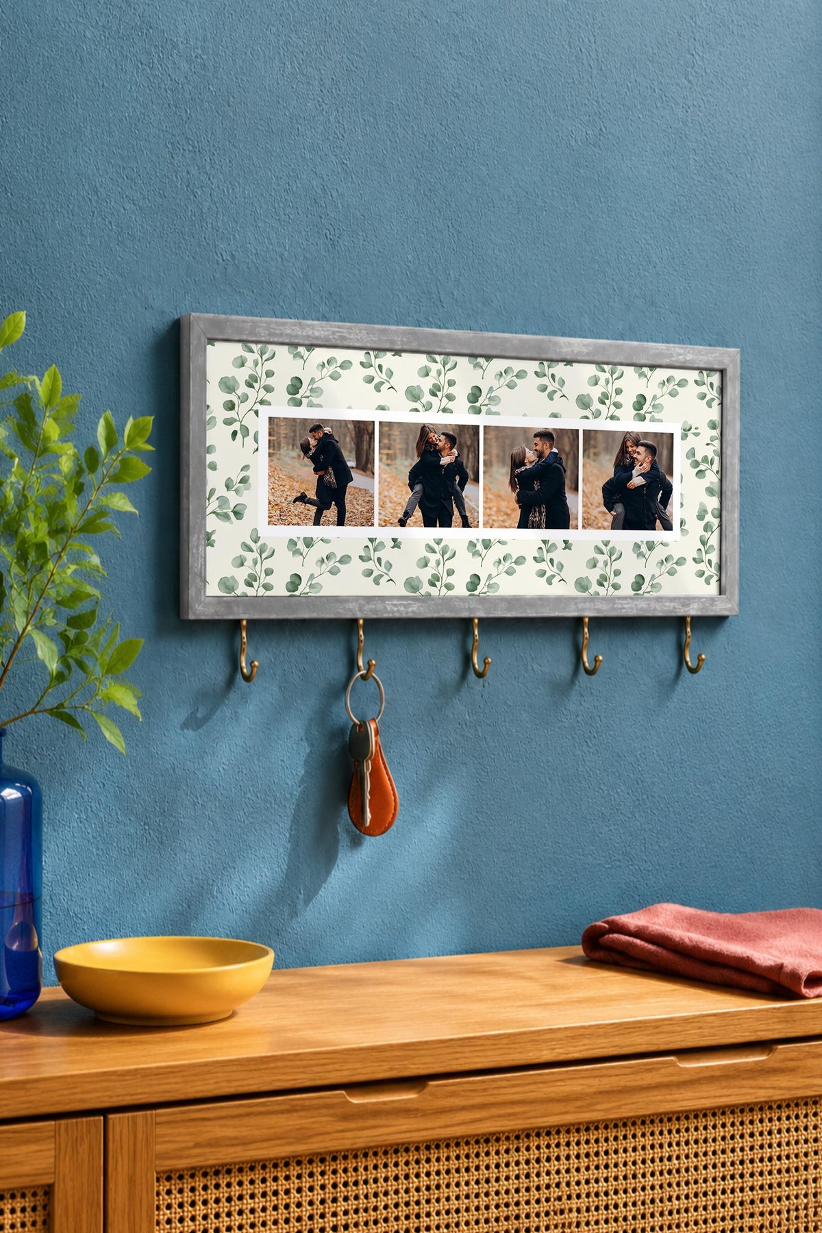Kişiye Özel Tablo Anahtarlık, Photobooth Stili Gümüş Fotoğraf Çerçevesi, Vintage Duvar Dekoru