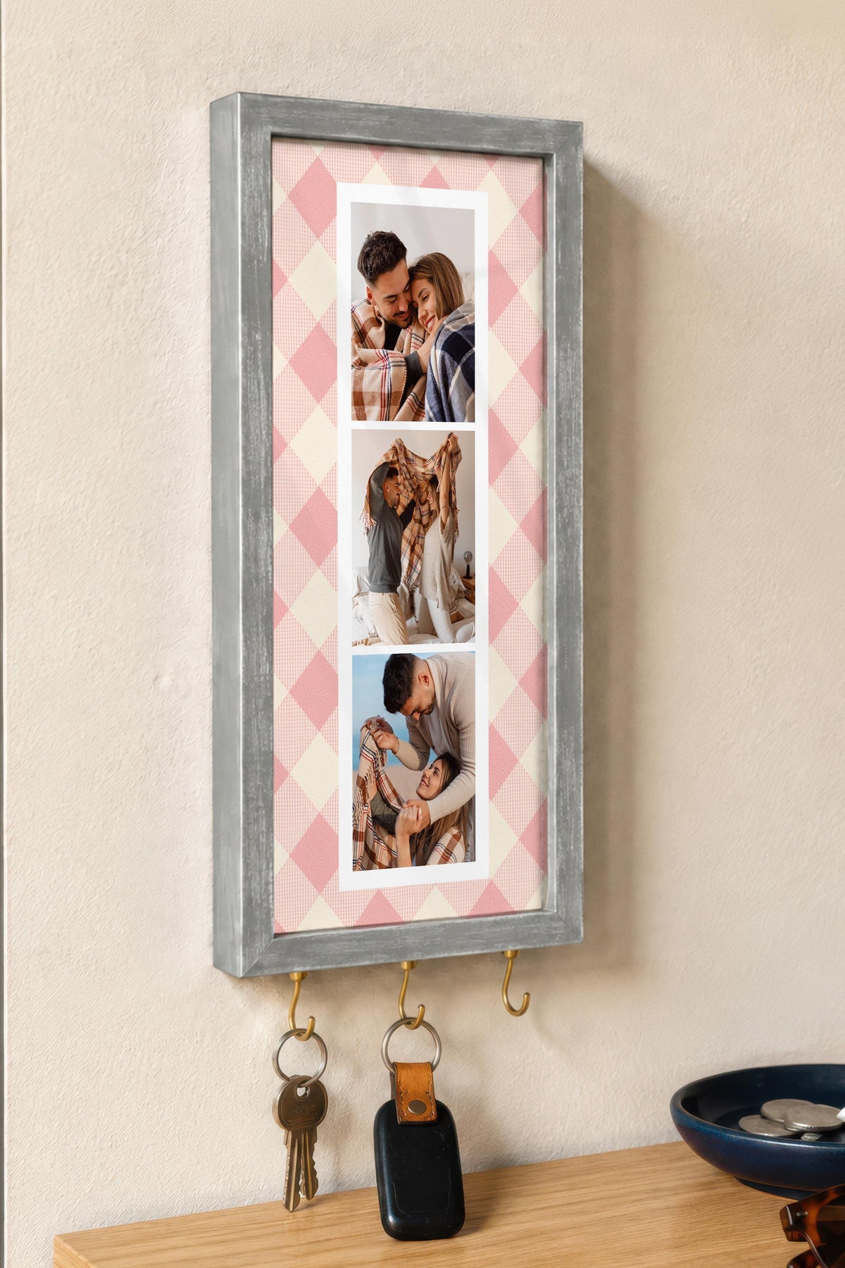 Kişiye Özel Tablo Anahtarlık, Photobooth Stili Gümüş Fotoğraf Çerçevesi, Vintage Duvar Dekoru