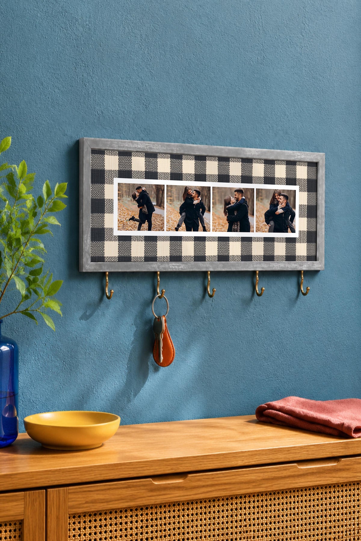 Kişiye Özel Tablo Anahtarlık, Photobooth Stili Gümüş Fotoğraf Çerçevesi, Vintage Duvar Dekoru
