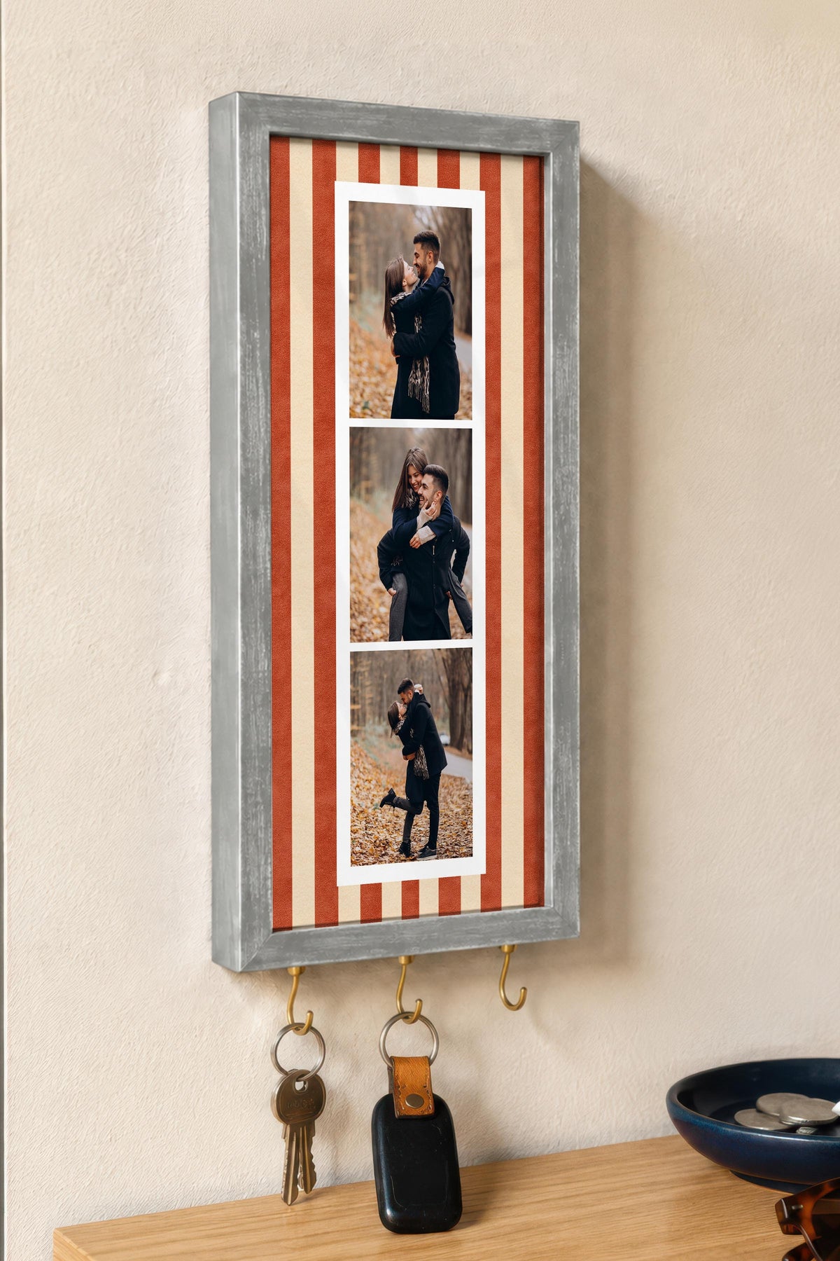 Kişiye Özel Tablo Anahtarlık, Photobooth Stili Gümüş Fotoğraf Çerçevesi, Vintage Duvar Dekoru