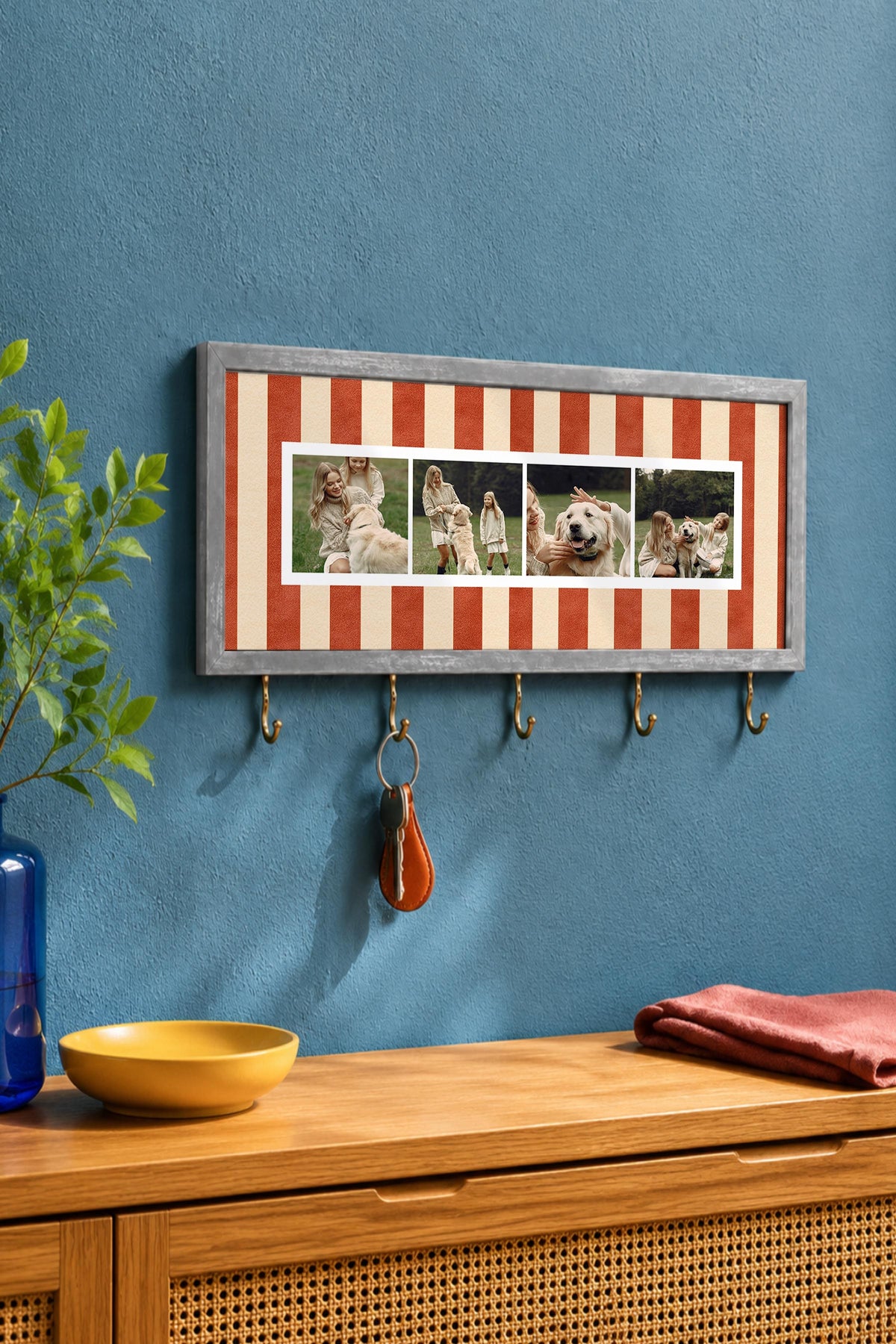 Kişiye Özel Tablo Anahtarlık, Photobooth Stili Gümüş Fotoğraf Çerçevesi, Vintage Duvar Dekoru