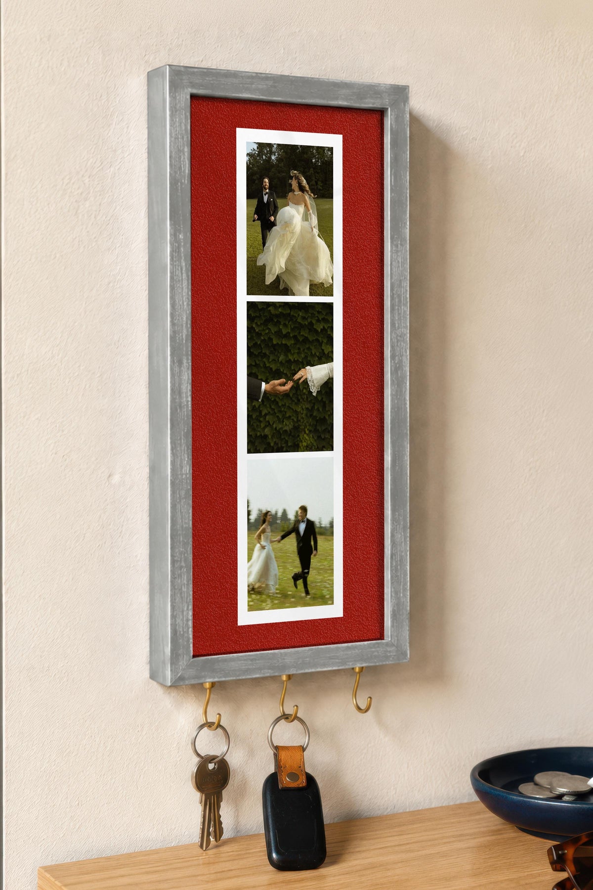 Kişiye Özel Tablo Anahtarlık, Photobooth Stili Gümüş Fotoğraf Çerçevesi, Vintage Duvar Dekoru
