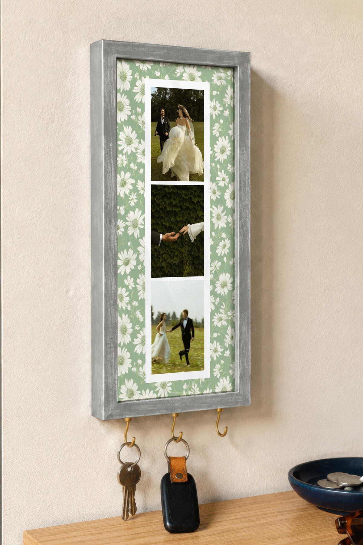 Kişiye Özel Tablo Anahtarlık, Photobooth Stili Gümüş Fotoğraf Çerçevesi, Vintage Duvar Dekoru