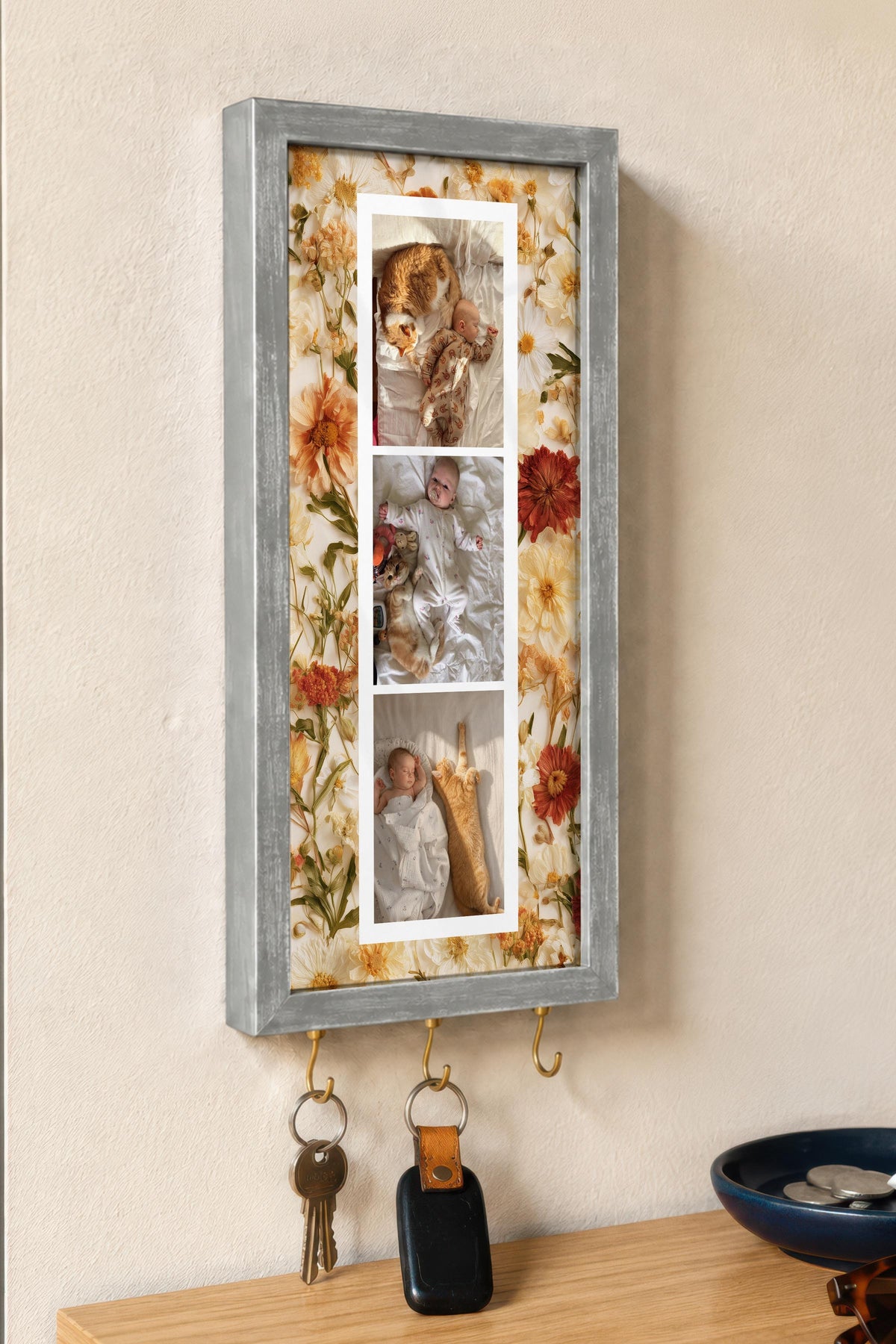 Kişiye Özel Tablo Anahtarlık, Photobooth Stili Gümüş Fotoğraf Çerçevesi, Vintage Duvar Dekoru