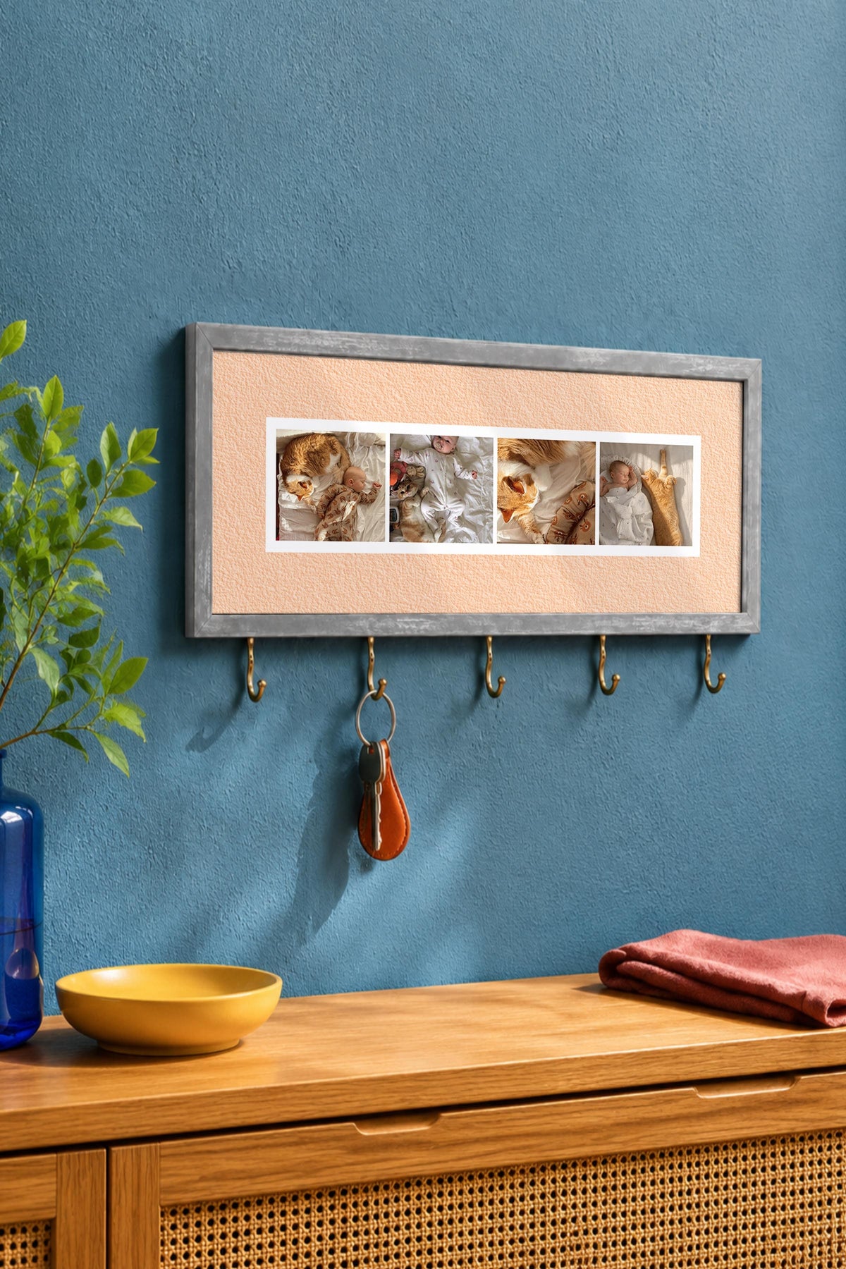 Kişiye Özel Tablo Anahtarlık, Photobooth Stili Gümüş Fotoğraf Çerçevesi, Vintage Duvar Dekoru