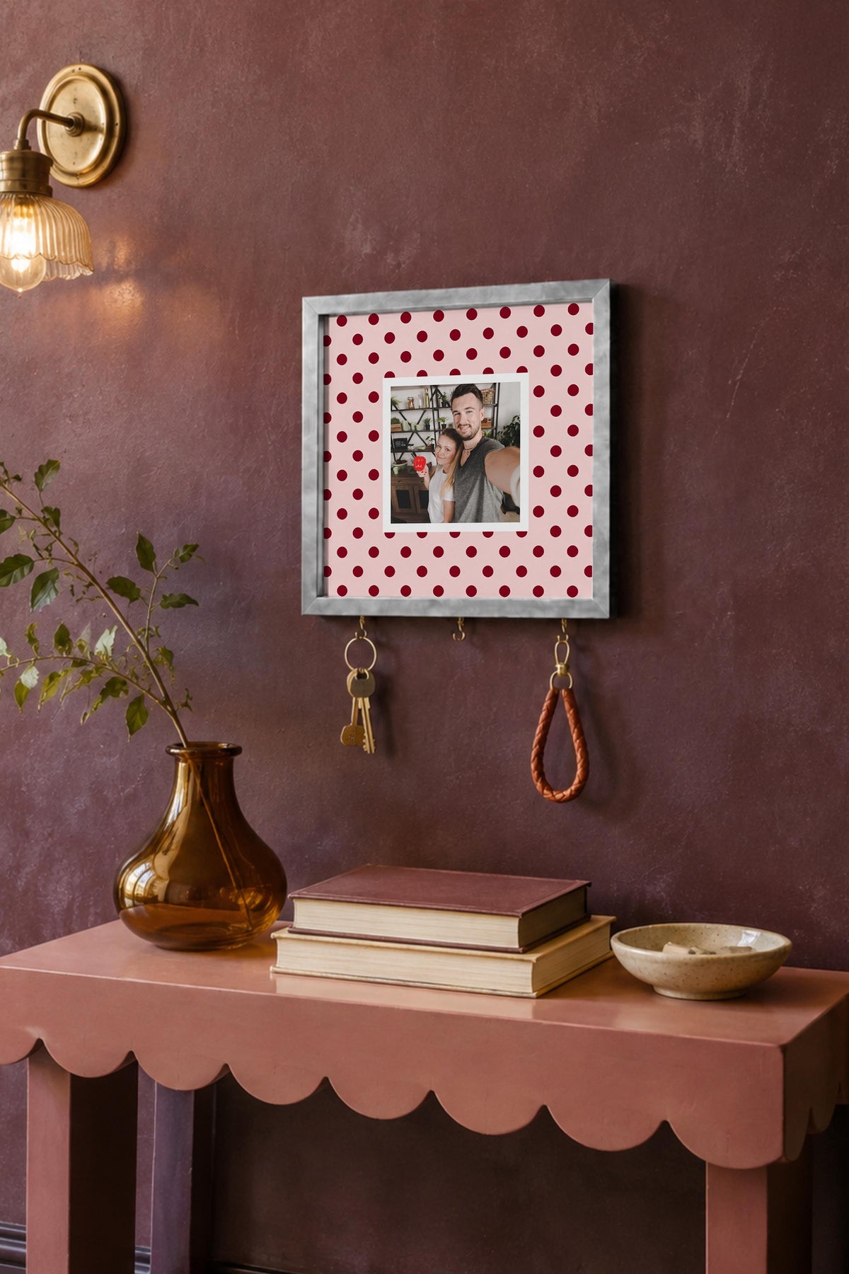 Kişiye Özel Tablo Anahtarlık, Photobooth Stili Gümüş Fotoğraf Çerçevesi, Vintage Duvar Dekoru