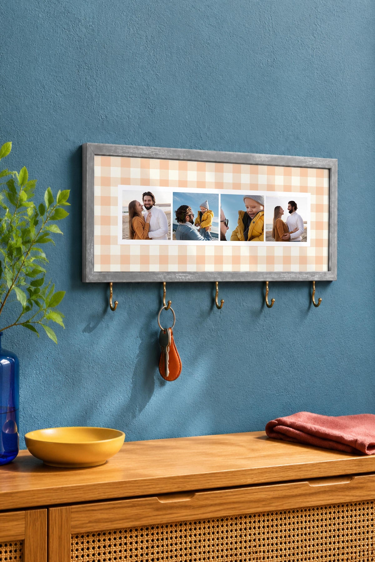 Kişiye Özel Tablo Anahtarlık, Photobooth Stili Gümüş Fotoğraf Çerçevesi, Vintage Duvar Dekoru