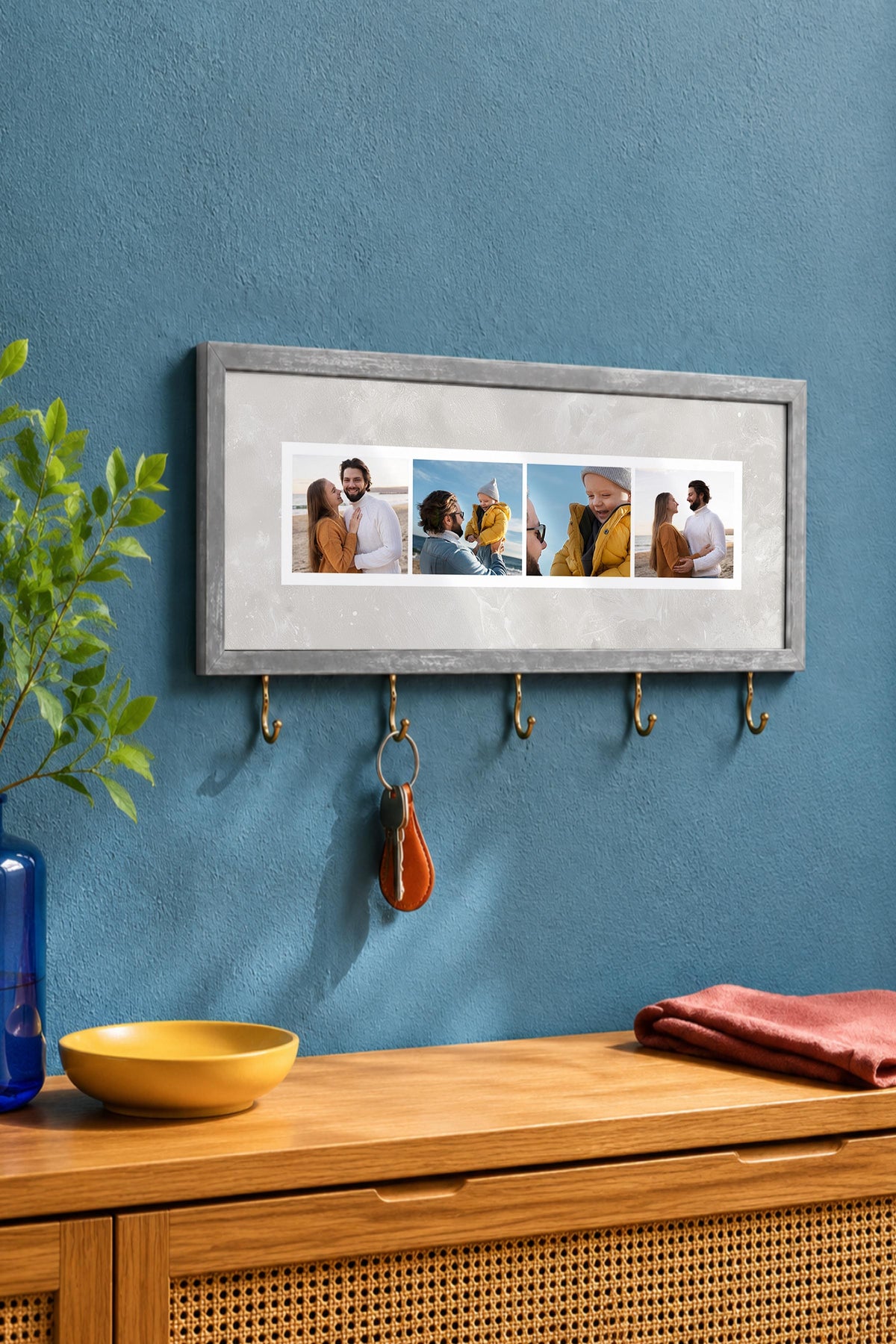 Kişiye Özel Tablo Anahtarlık, Photobooth Stili Gümüş Fotoğraf Çerçevesi, Vintage Duvar Dekoru