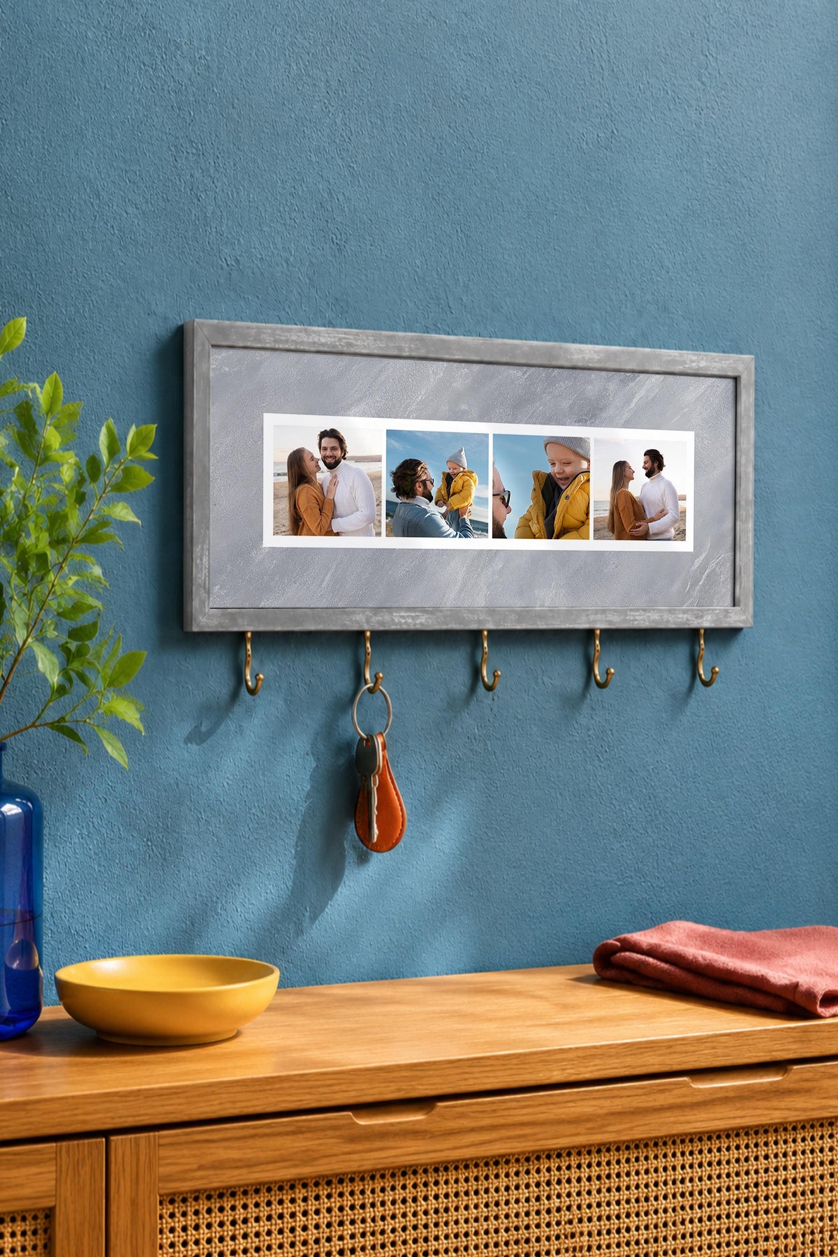 Kişiye Özel Tablo Anahtarlık, Photobooth Stili Gümüş Fotoğraf Çerçevesi, Vintage Duvar Dekoru