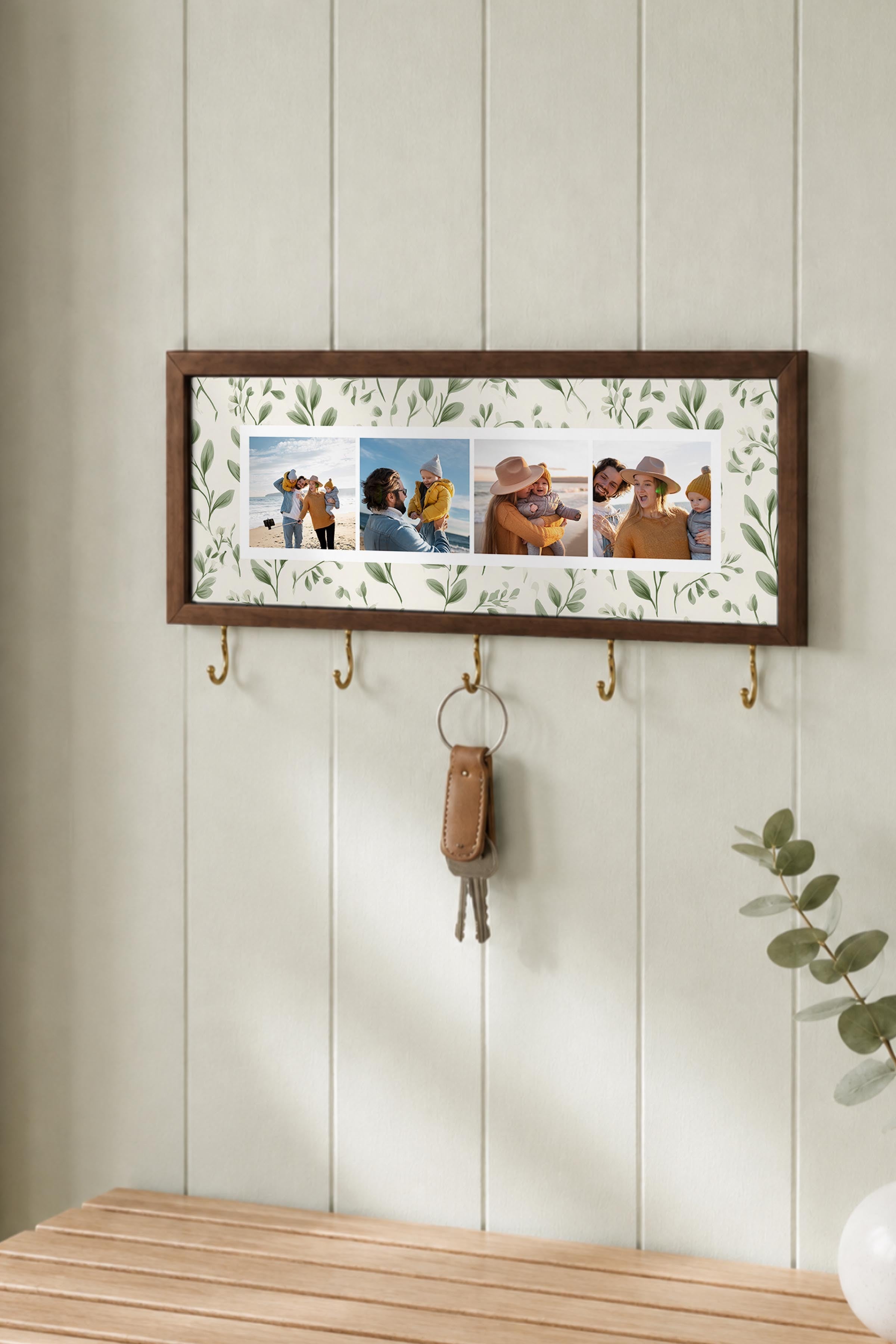 Kişiye Özel Tablo Anahtarlık, Photobooth Stili Kahverengi Fotoğraf Çerçevesi, Vintage Duvar Dekoru