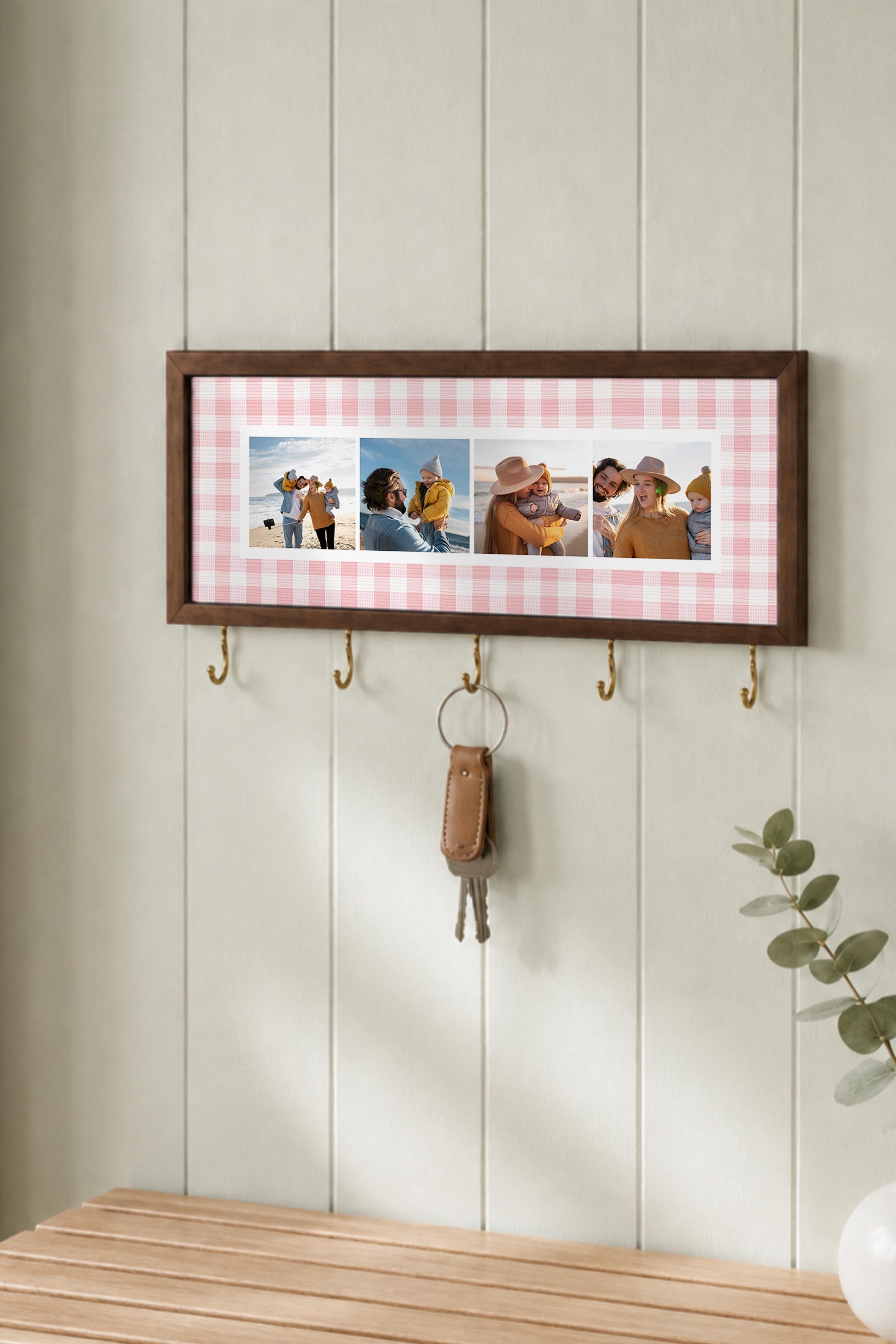 Kişiye Özel Tablo Anahtarlık, Photobooth Stili Kahverengi Fotoğraf Çerçevesi, Vintage Duvar Dekoru