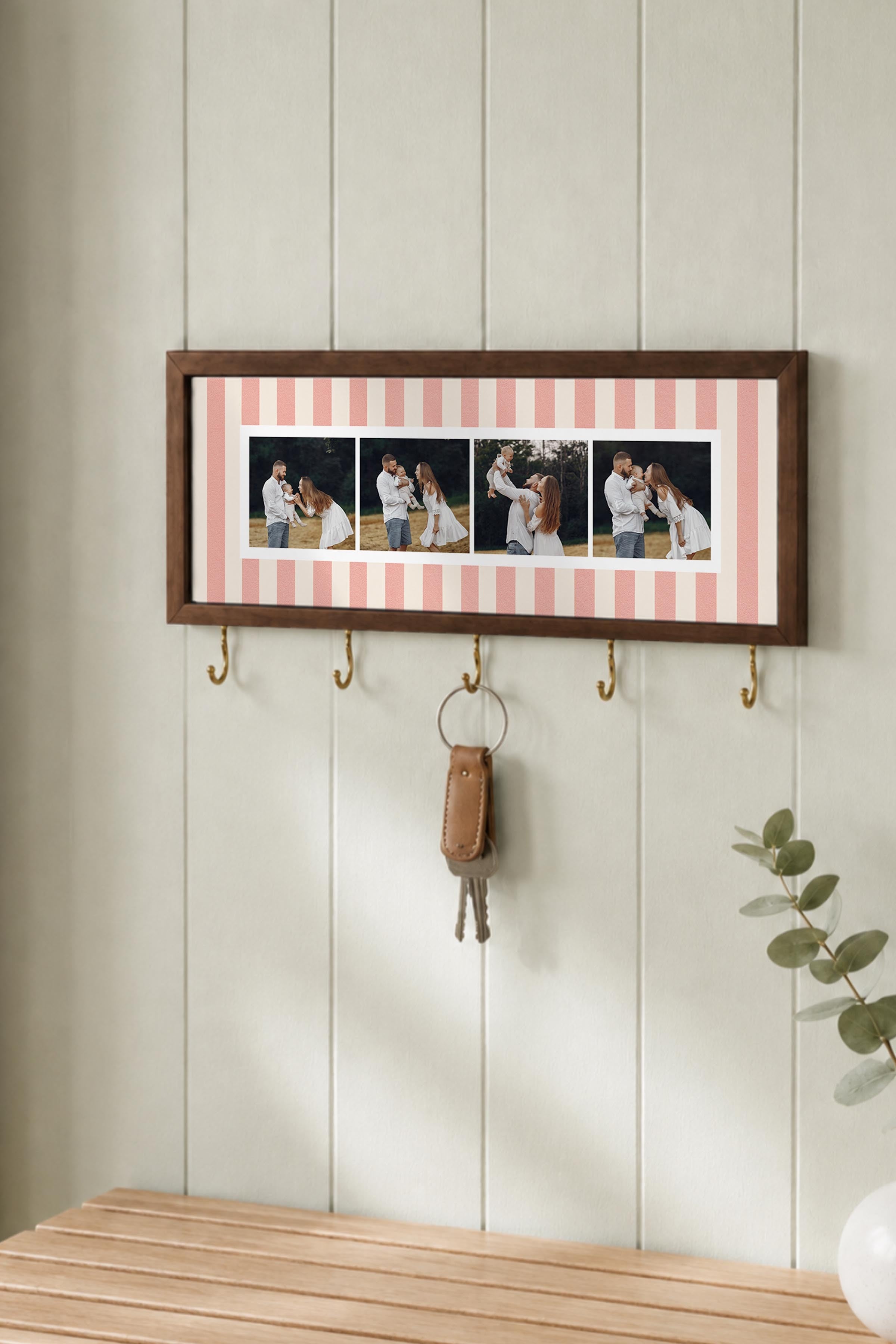 Kişiye Özel Tablo Anahtarlık, Photobooth Stili Kahverengi Fotoğraf Çerçevesi, Vintage Duvar Dekoru