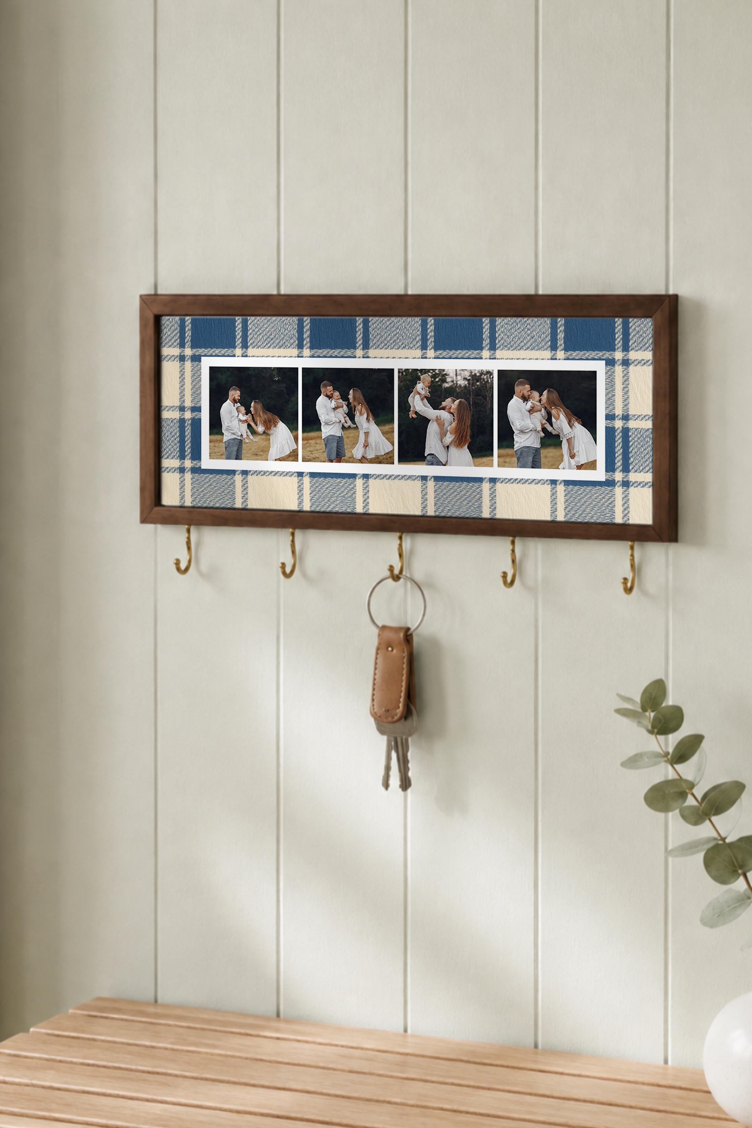 Kişiye Özel Tablo Anahtarlık, Photobooth Stili Kahverengi Fotoğraf Çerçevesi, Vintage Duvar Dekoru