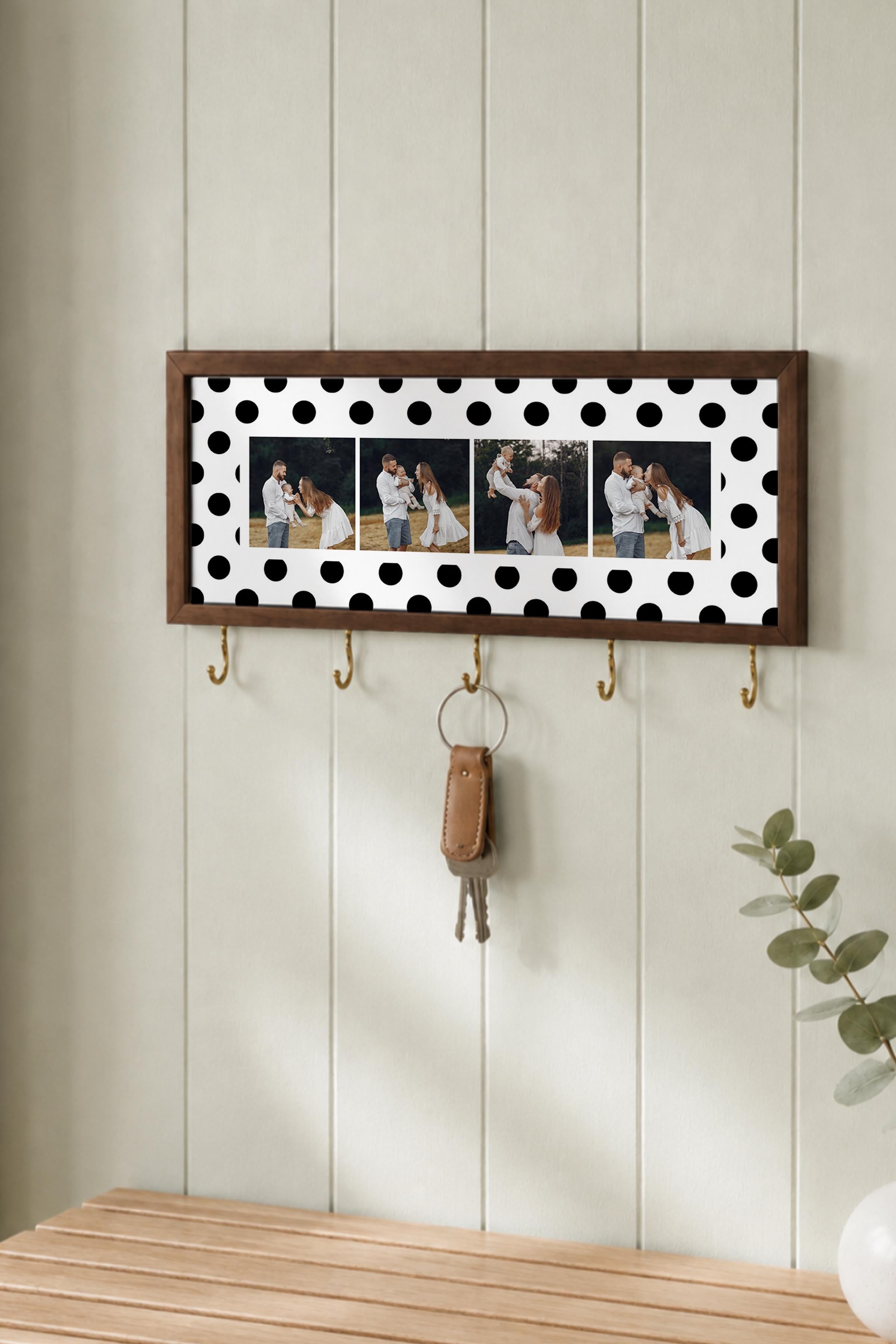 Kişiye Özel Tablo Anahtarlık, Photobooth Stili Kahverengi Fotoğraf Çerçevesi, Vintage Duvar Dekoru