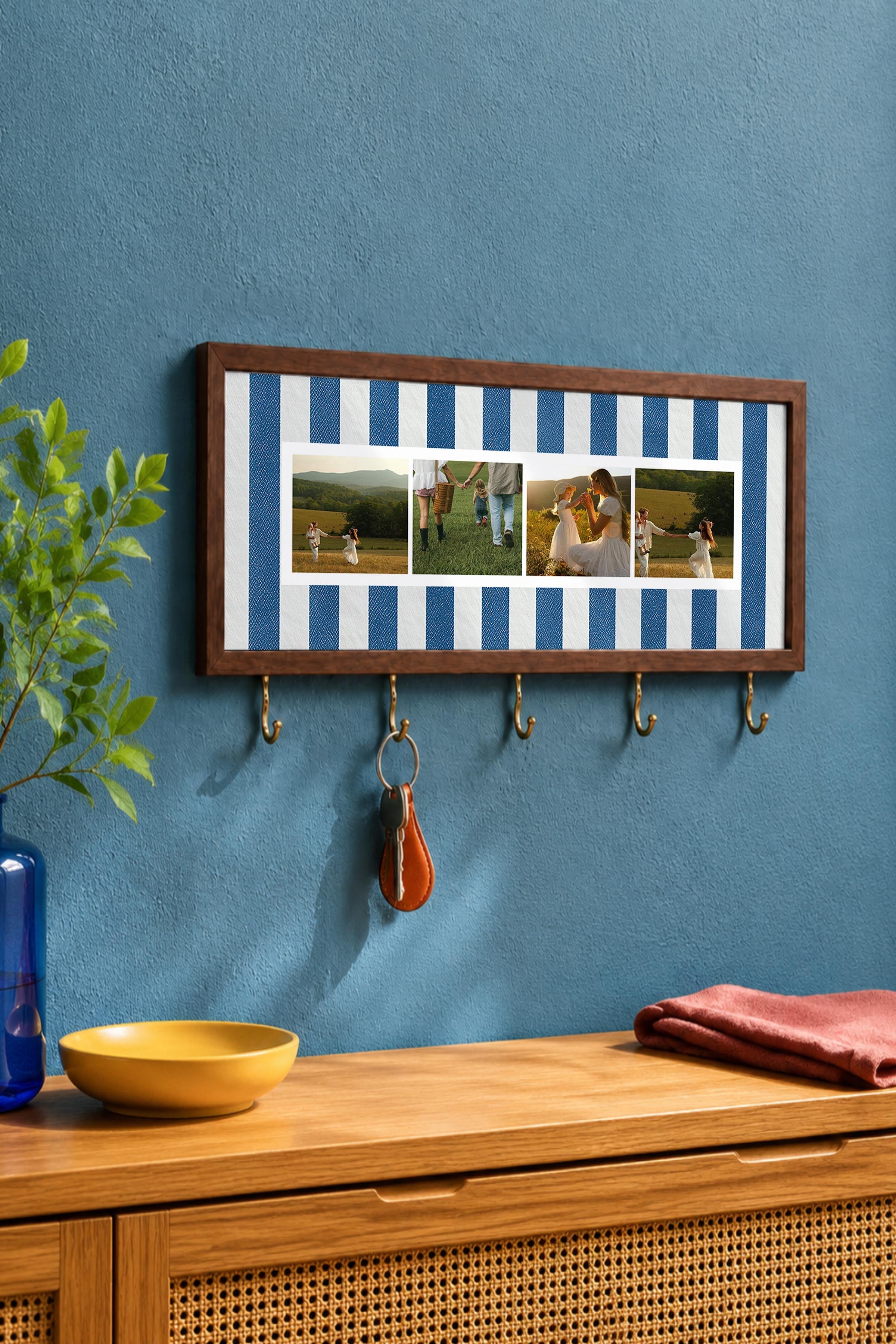 Kişiye Özel Tablo Anahtarlık, Photobooth Stili Kahverengi Fotoğraf Çerçevesi, Vintage Duvar Dekoru