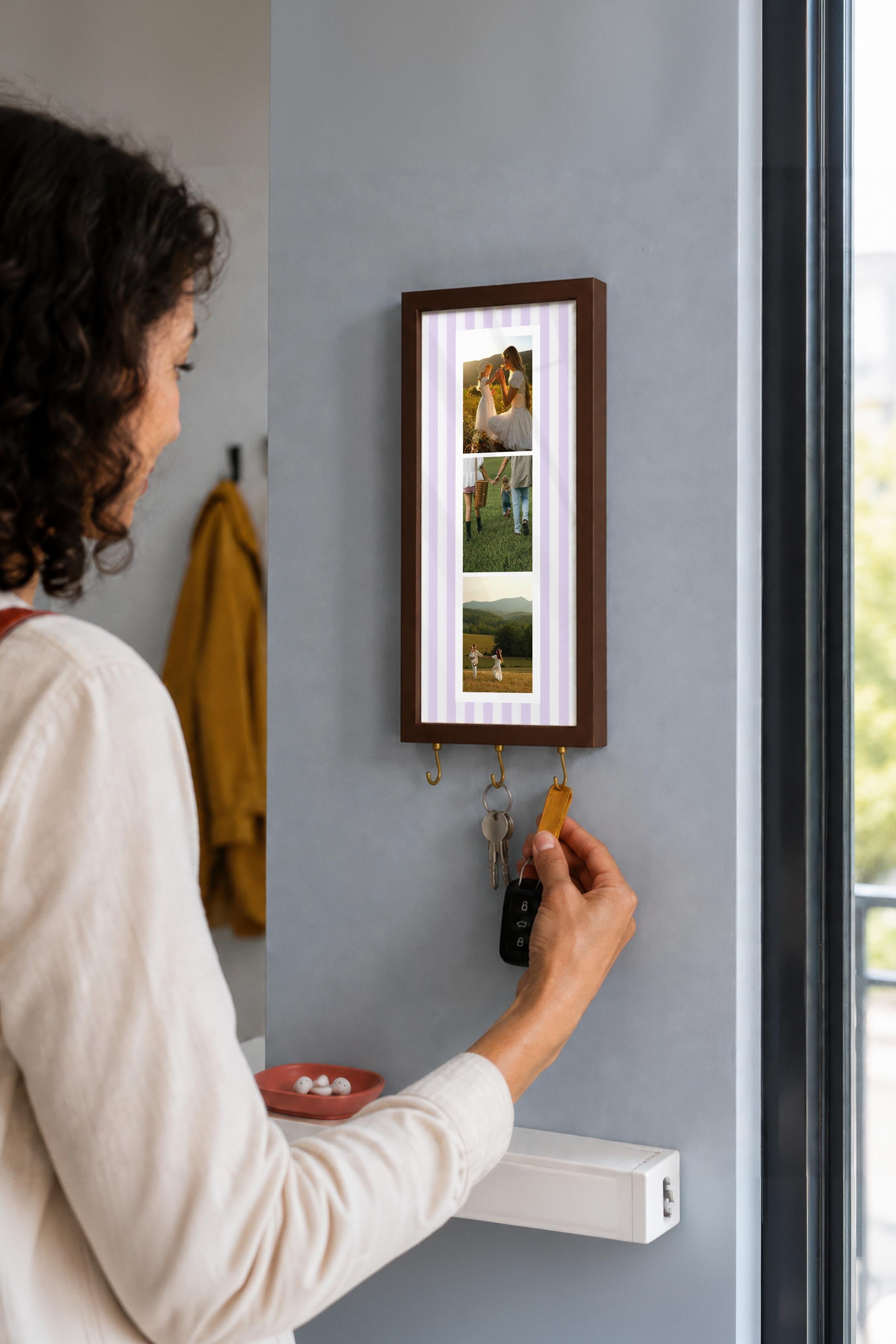 Kişiye Özel Tablo Anahtarlık, Photobooth Stili Kahverengi Fotoğraf Çerçevesi, Vintage Duvar Dekoru