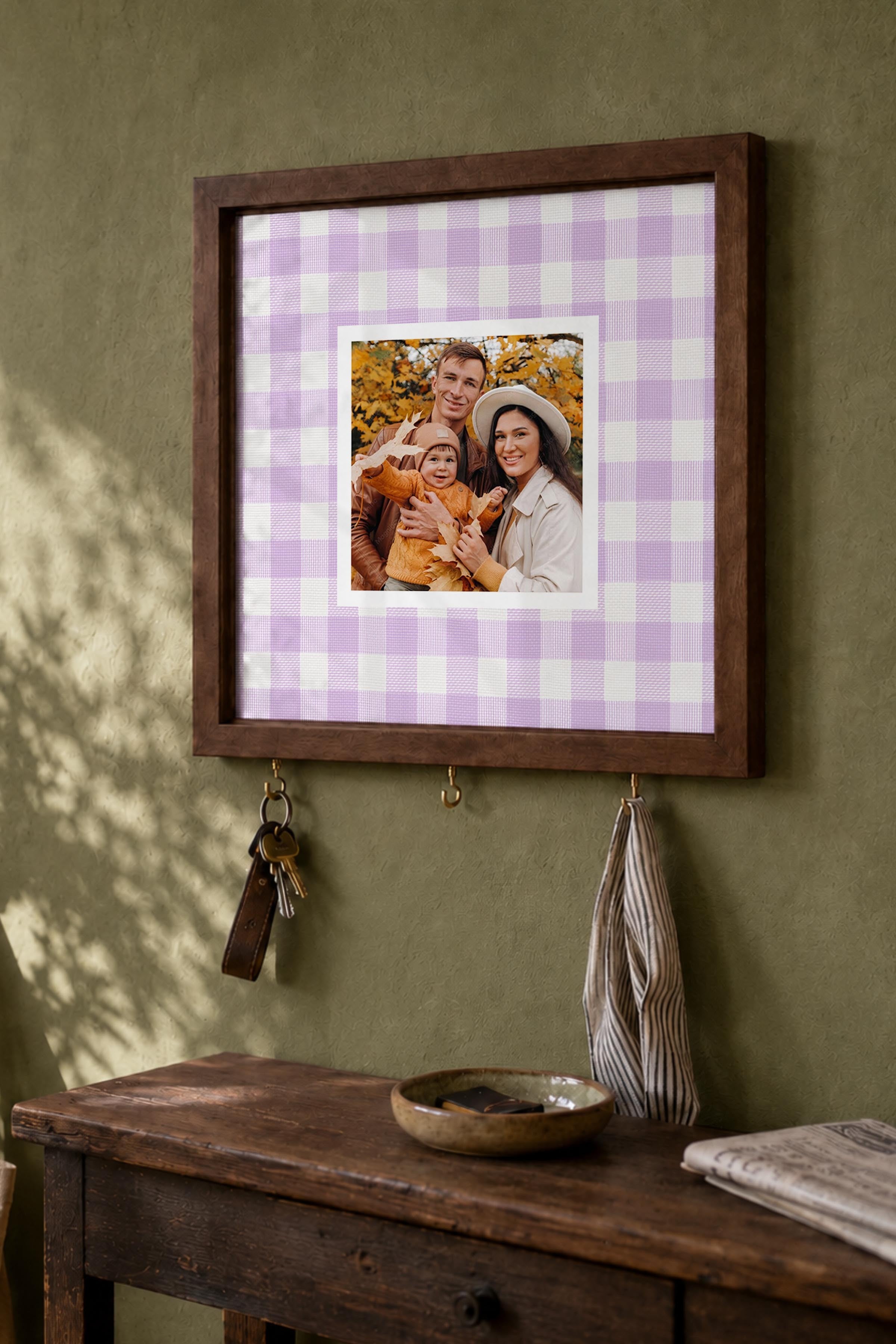 Kişiye Özel Tablo Anahtarlık, Photobooth Stili Kahverengi Fotoğraf Çerçevesi, Vintage Duvar Dekoru