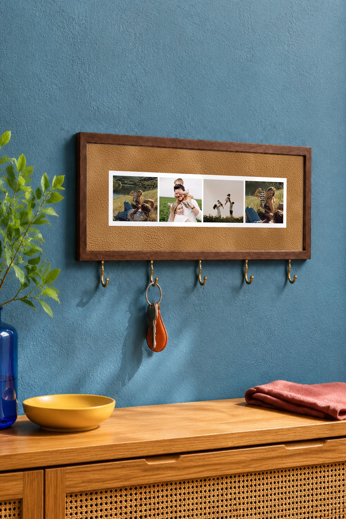 Kişiye Özel Tablo Anahtarlık, Photobooth Stili Kahverengi Fotoğraf Çerçevesi, Vintage Duvar Dekoru
