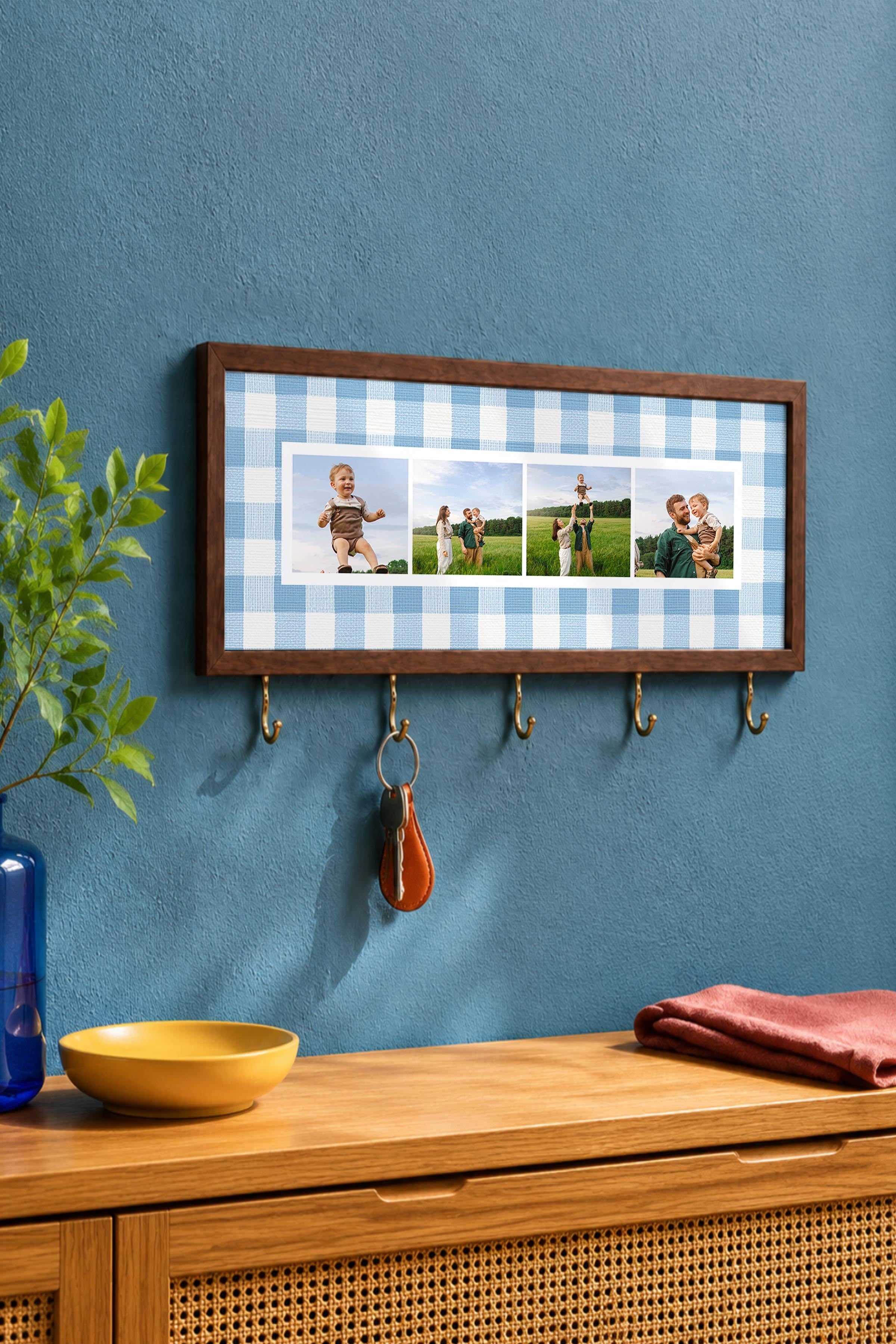 Kişiye Özel Tablo Anahtarlık, Photobooth Stili Kahverengi Fotoğraf Çerçevesi, Vintage Duvar Dekoru