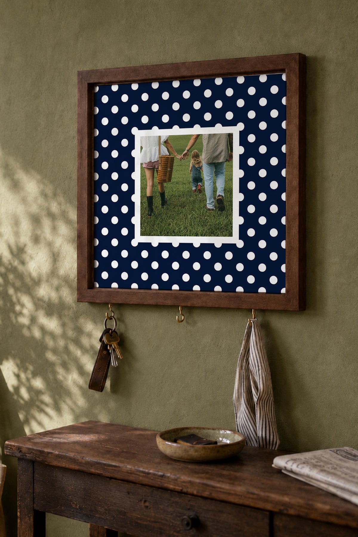Kişiye Özel Tablo Anahtarlık, Photobooth Stili Kahverengi Fotoğraf Çerçevesi, Vintage Duvar Dekoru