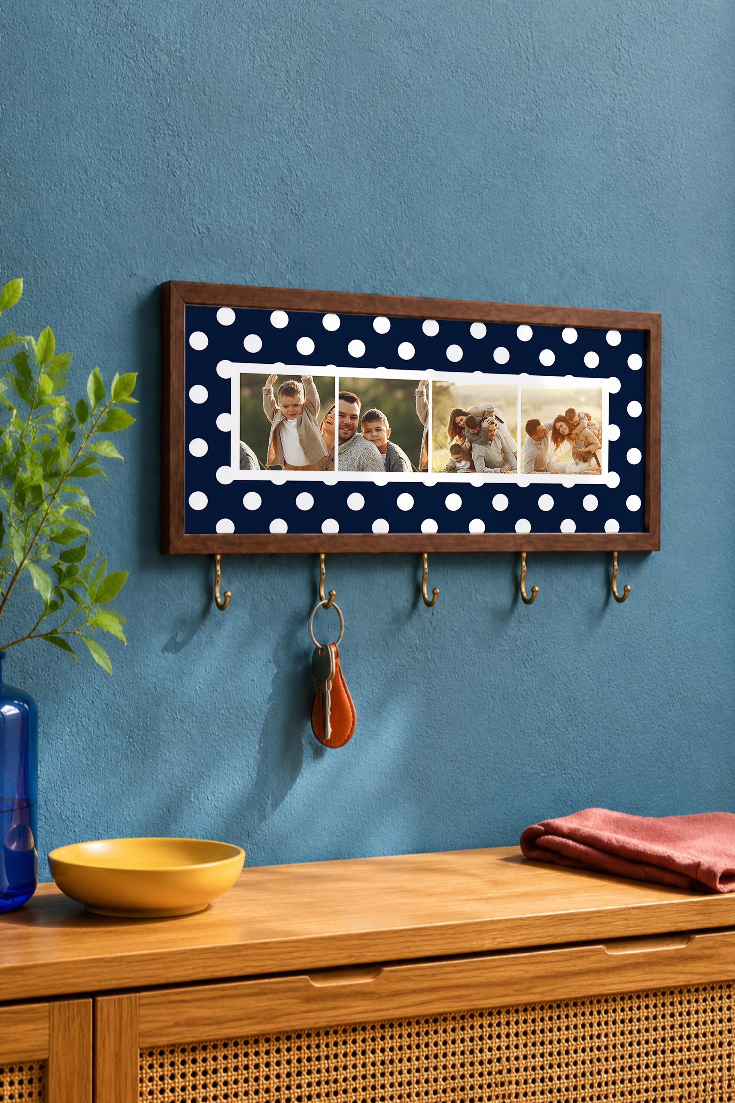 Kişiye Özel Tablo Anahtarlık, Photobooth Stili Kahverengi Fotoğraf Çerçevesi, Vintage Duvar Dekoru