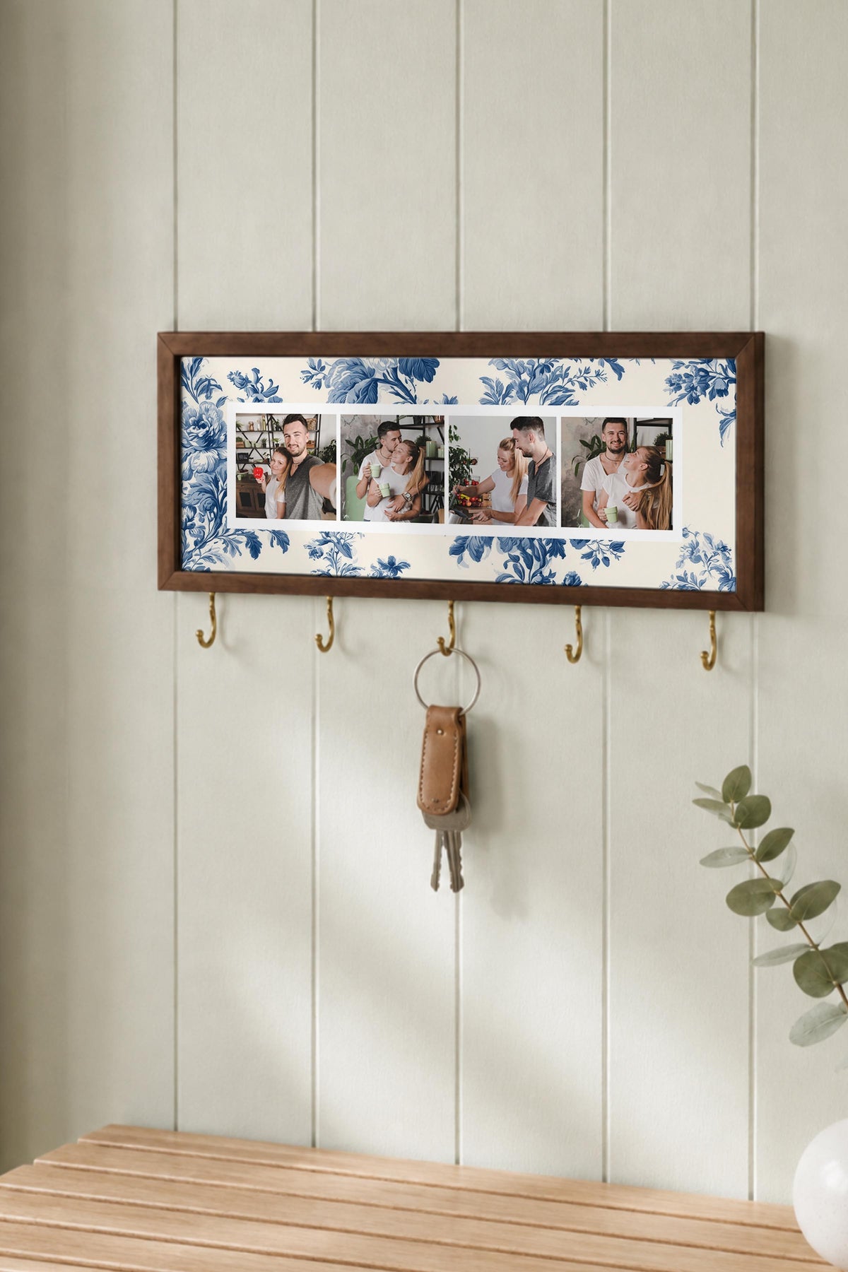 Kişiye Özel Tablo Anahtarlık, Photobooth Stili Kahverengi Fotoğraf Çerçevesi, Vintage Duvar Dekoru