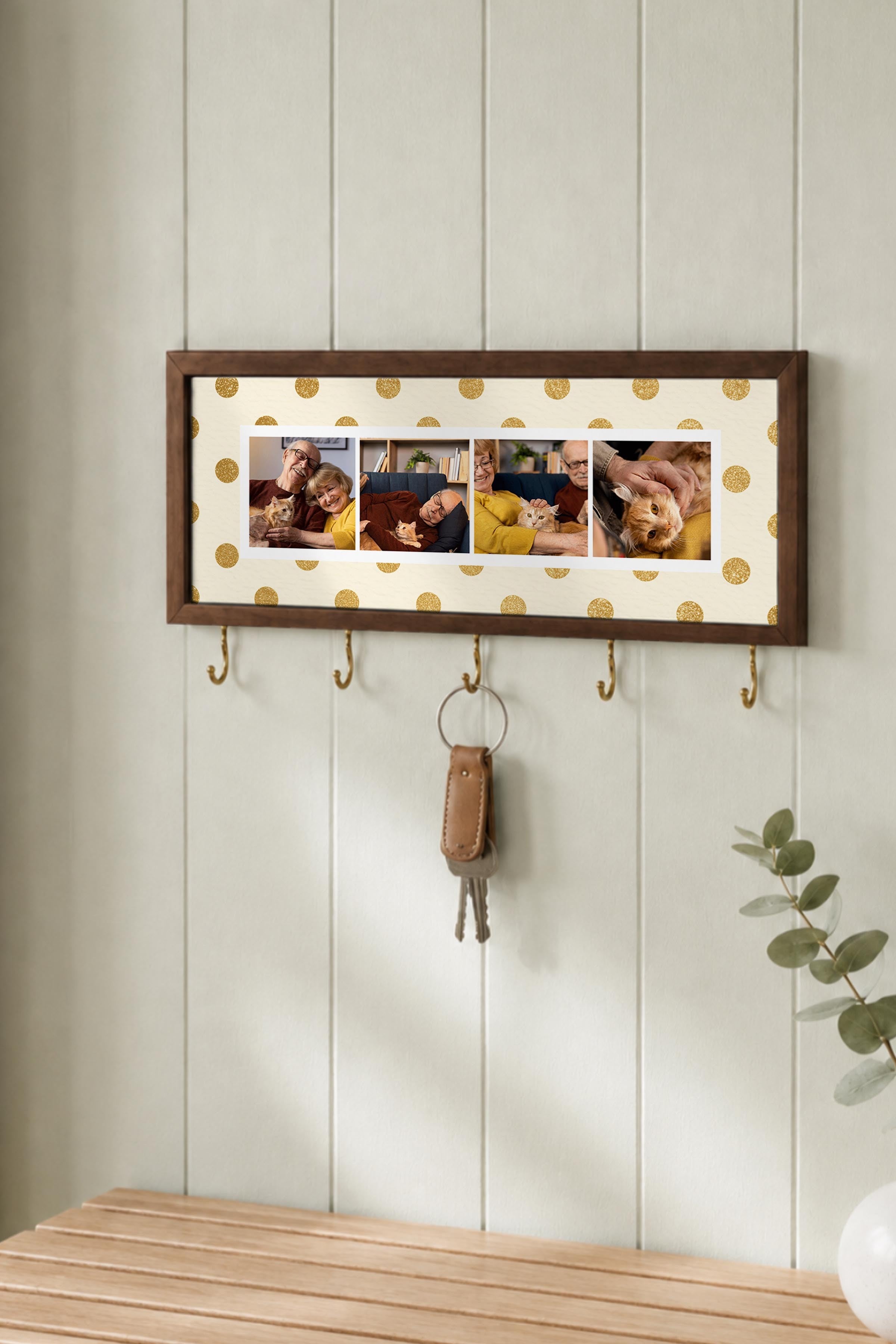 Kişiye Özel Tablo Anahtarlık, Photobooth Stili Kahverengi Fotoğraf Çerçevesi, Vintage Duvar Dekoru