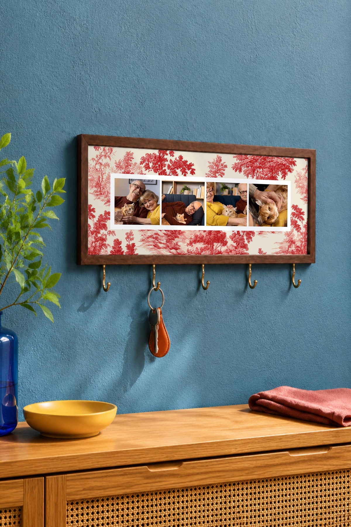 Kişiye Özel Tablo Anahtarlık, Photobooth Stili Kahverengi Fotoğraf Çerçevesi, Vintage Duvar Dekoru