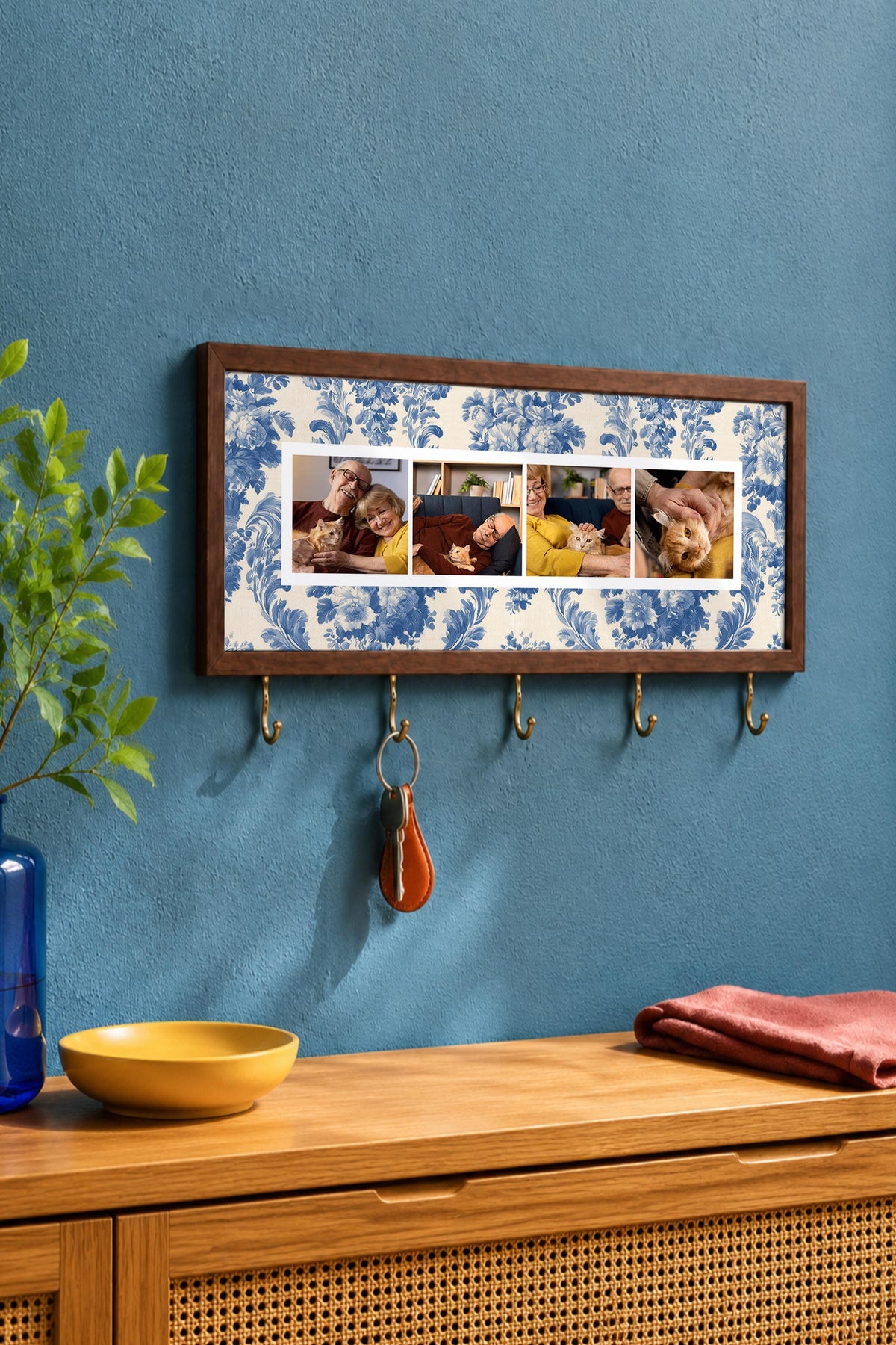 Kişiye Özel Tablo Anahtarlık, Photobooth Stili Kahverengi Fotoğraf Çerçevesi, Vintage Duvar Dekoru
