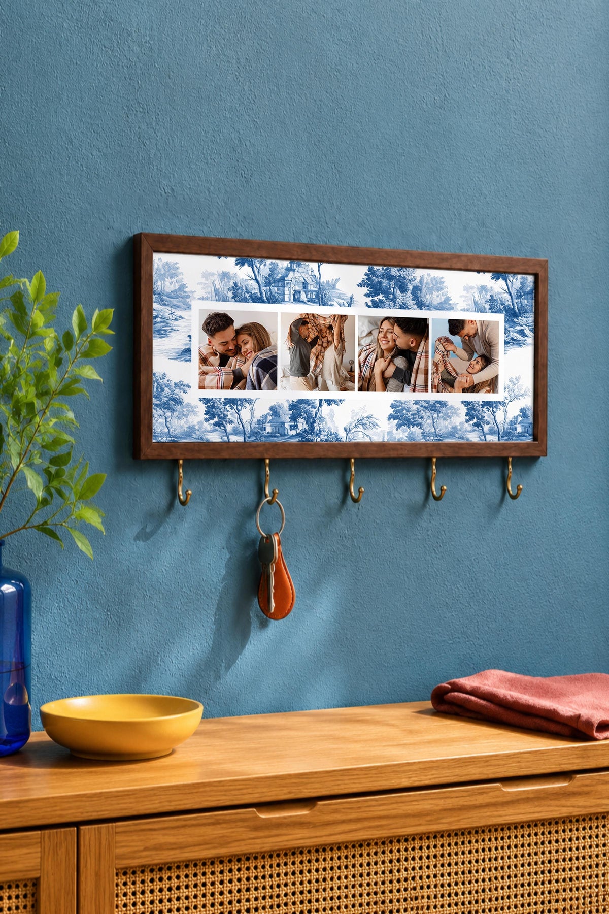 Kişiye Özel Tablo Anahtarlık, Photobooth Stili Kahverengi Fotoğraf Çerçevesi, Vintage Duvar Dekoru