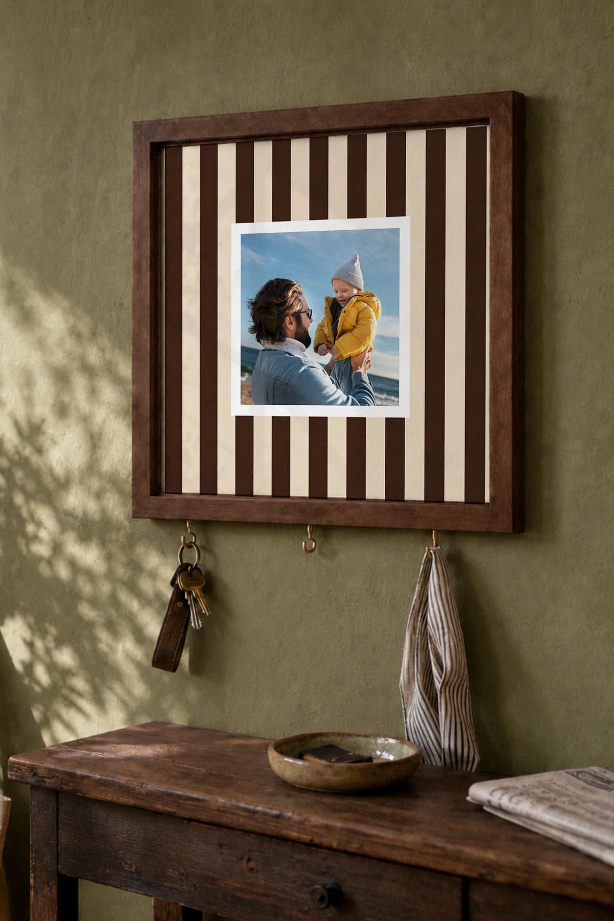 Kişiye Özel Tablo Anahtarlık, Photobooth Stili Kahverengi Fotoğraf Çerçevesi, Vintage Duvar Dekoru