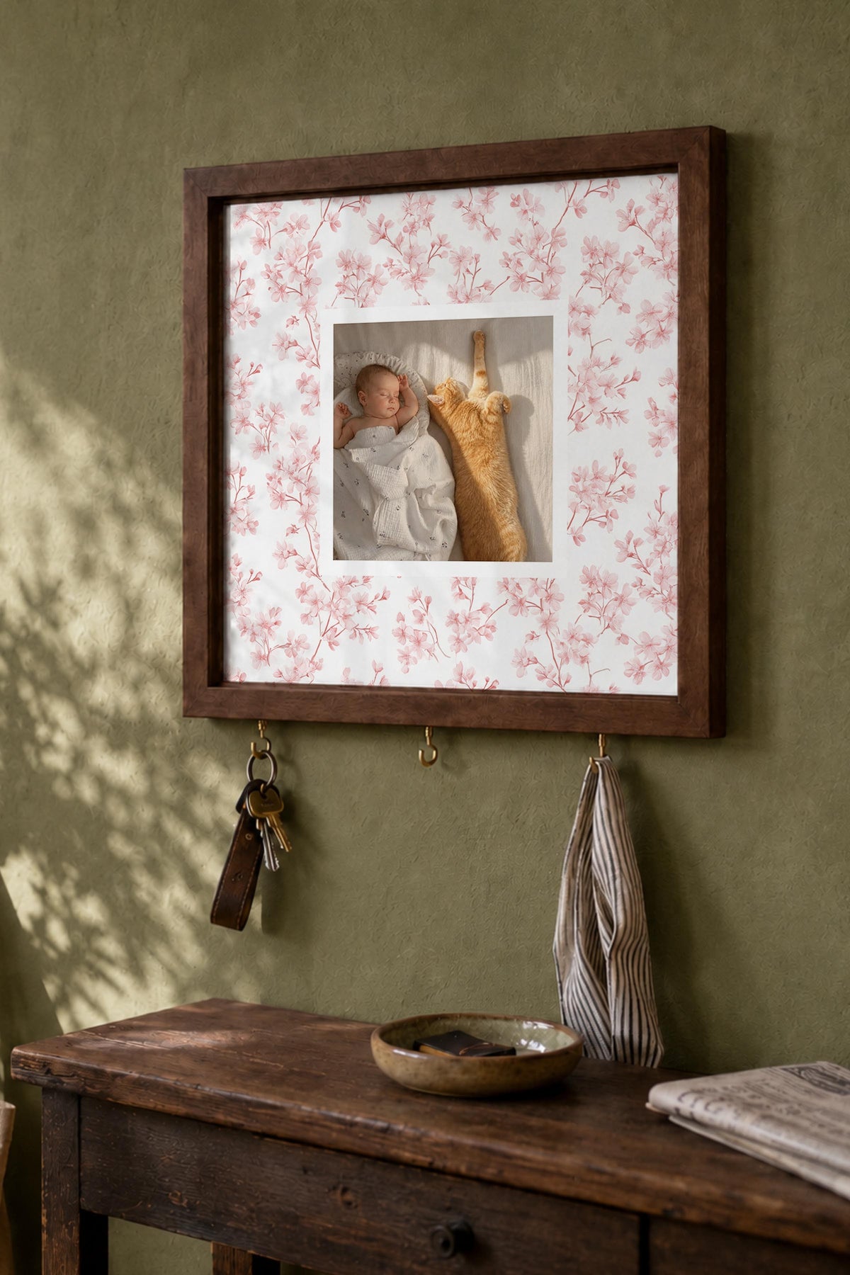 Kişiye Özel Tablo Anahtarlık, Photobooth Stili Kahverengi Fotoğraf Çerçevesi, Vintage Duvar Dekoru