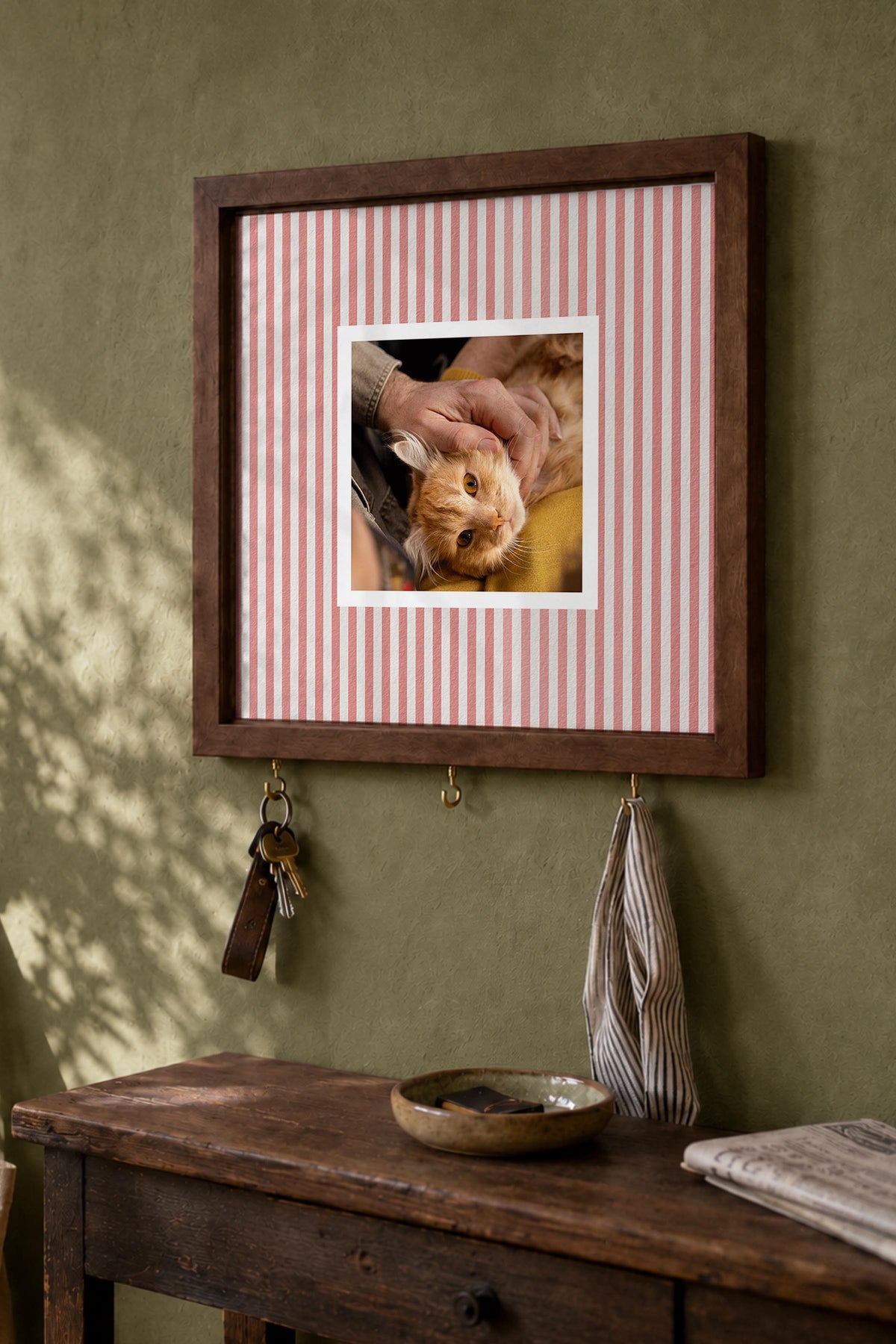 Kişiye Özel Tablo Anahtarlık, Photobooth Stili Kahverengi Fotoğraf Çerçevesi, Vintage Duvar Dekoru