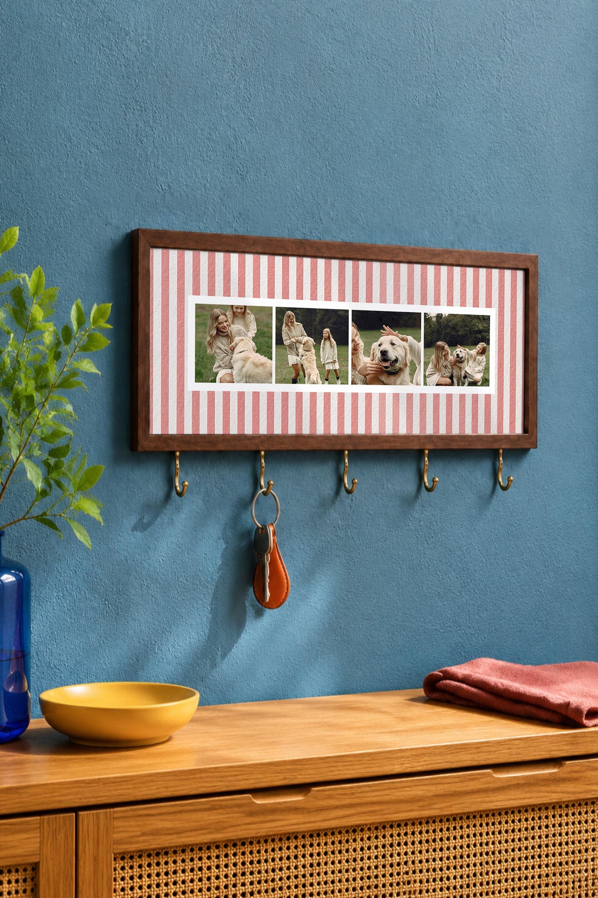 Kişiye Özel Tablo Anahtarlık, Photobooth Stili Kahverengi Fotoğraf Çerçevesi, Vintage Duvar Dekoru