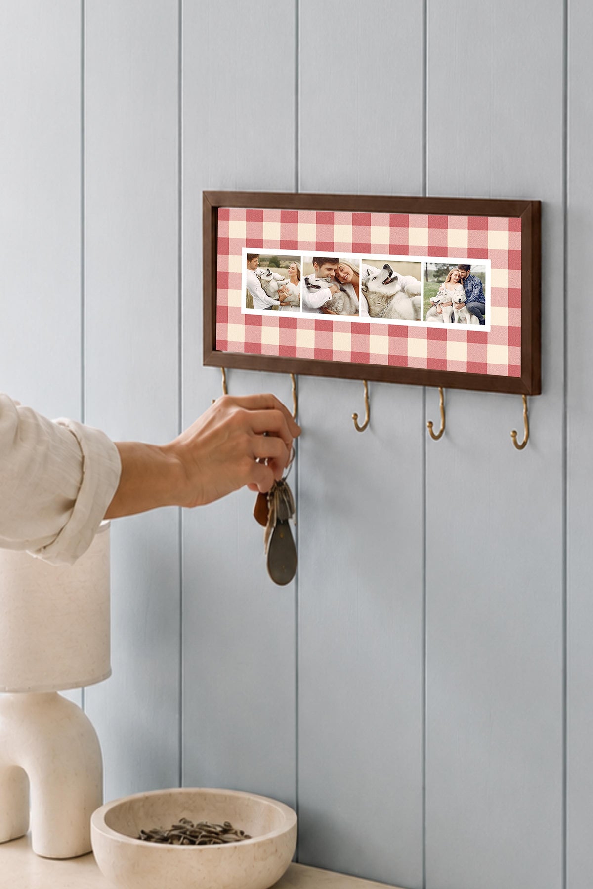 Kişiye Özel Tablo Anahtarlık, Photobooth Stili Kahverengi Fotoğraf Çerçevesi, Vintage Duvar Dekoru