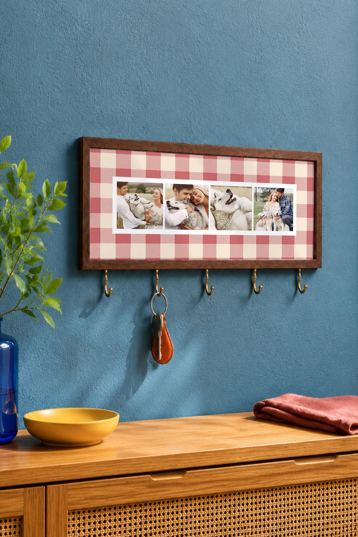 Kişiye Özel Tablo Anahtarlık, Photobooth Stili Kahverengi Fotoğraf Çerçevesi, Vintage Duvar Dekoru