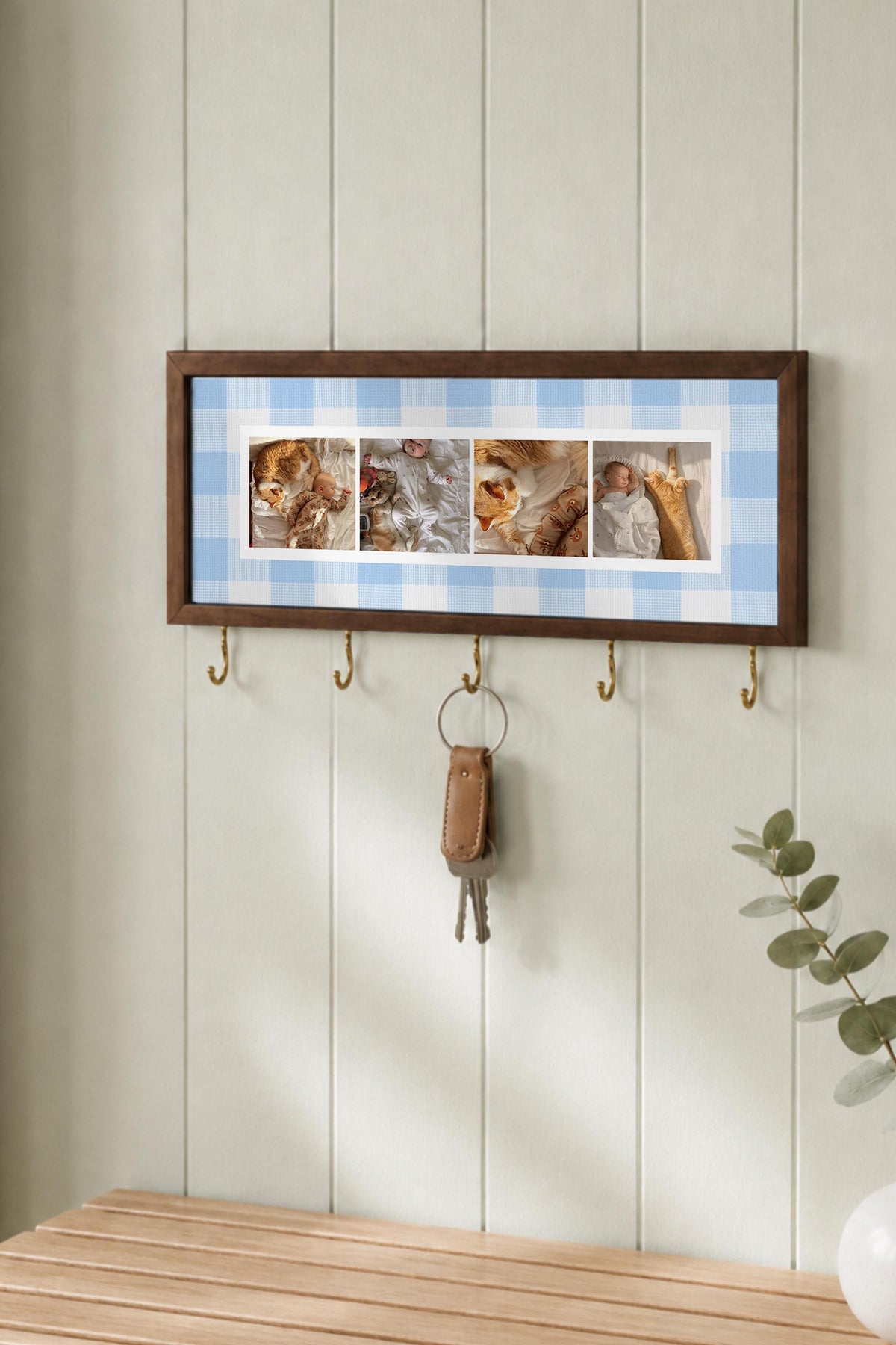Kişiye Özel Tablo Anahtarlık, Photobooth Stili Kahverengi Fotoğraf Çerçevesi, Vintage Duvar Dekoru