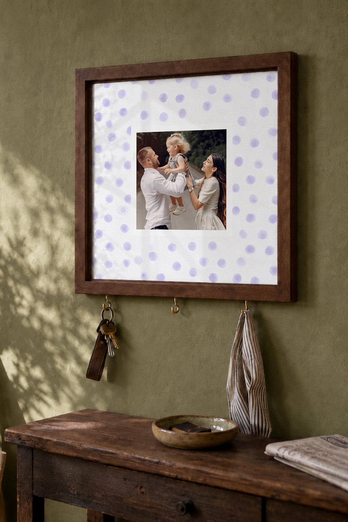 Kişiye Özel Tablo Anahtarlık, Photobooth Stili Kahverengi Fotoğraf Çerçevesi, Vintage Duvar Dekoru