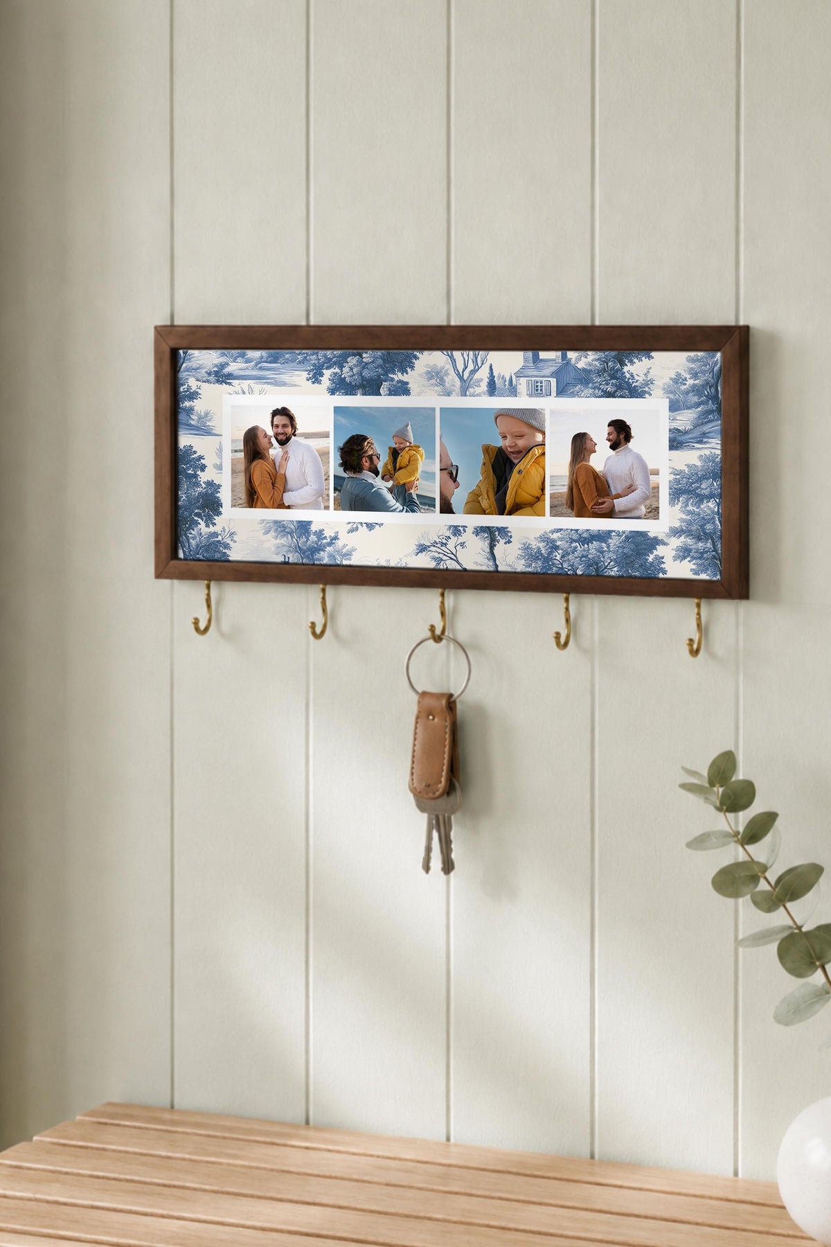 Kişiye Özel Tablo Anahtarlık, Photobooth Stili Kahverengi Fotoğraf Çerçevesi, Vintage Duvar Dekoru